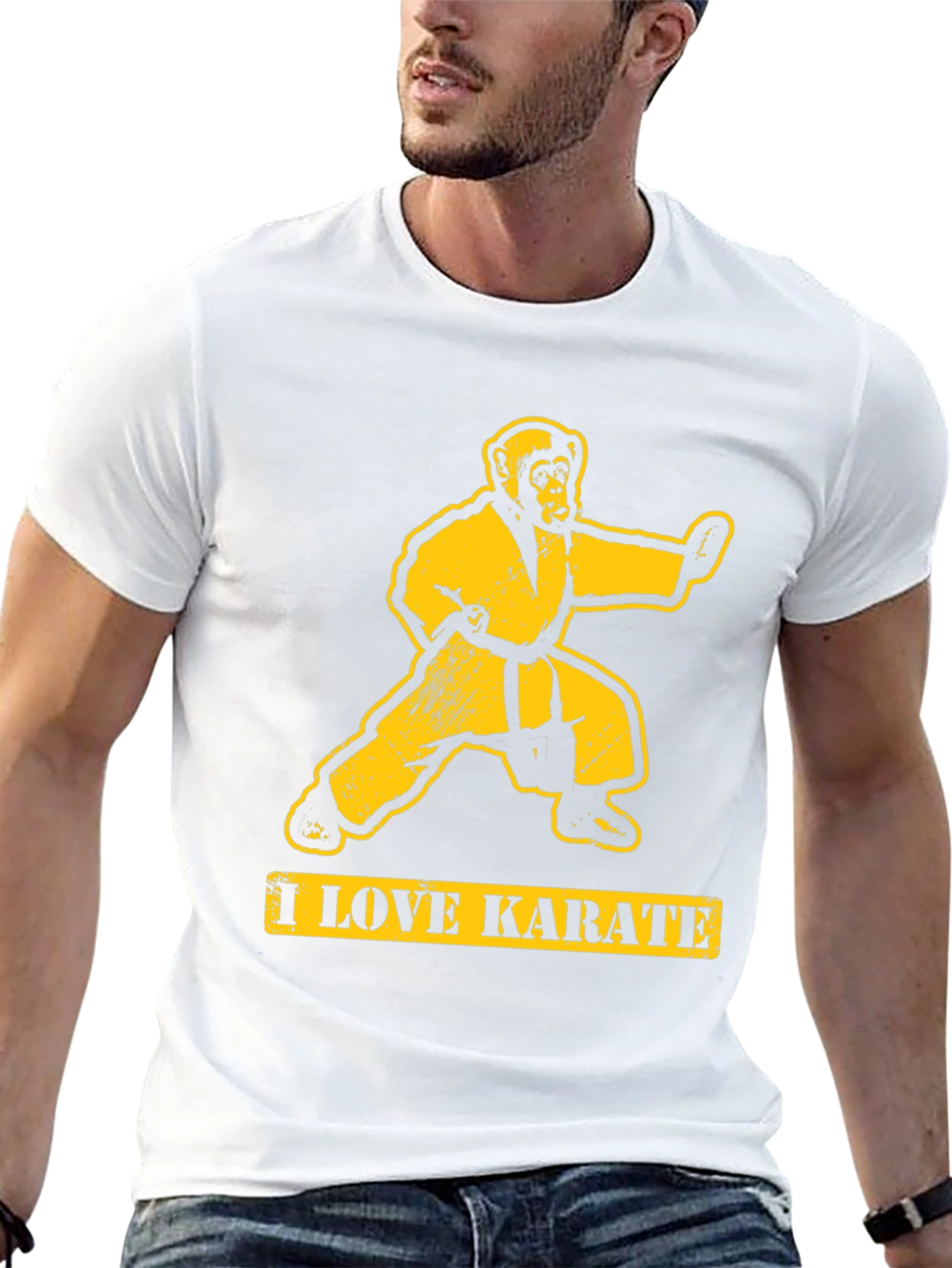 Black I Love Karate Monkey Graphic T-Shirt view 13