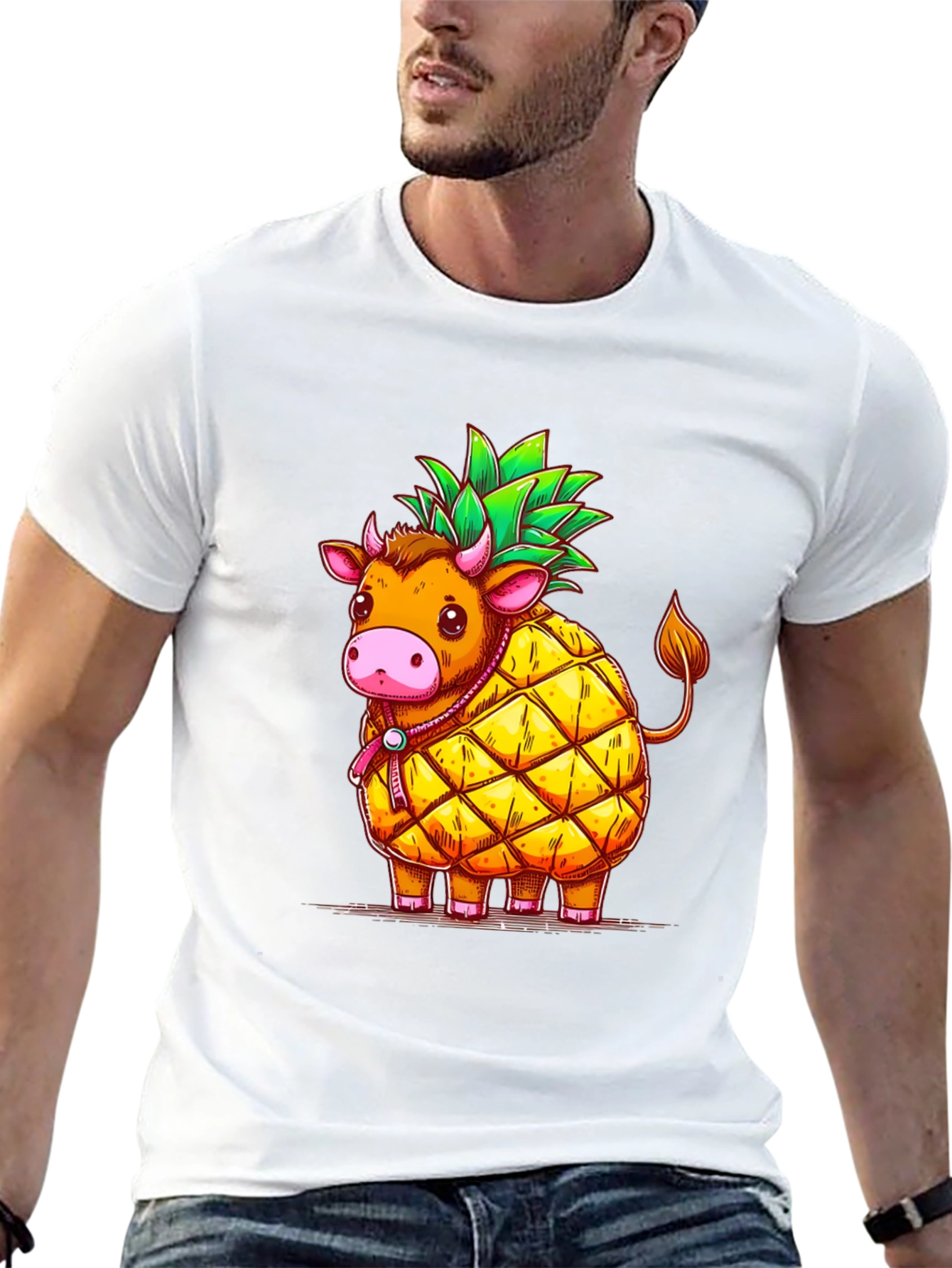 Black Pineapple Cow Graphic Tee view 13