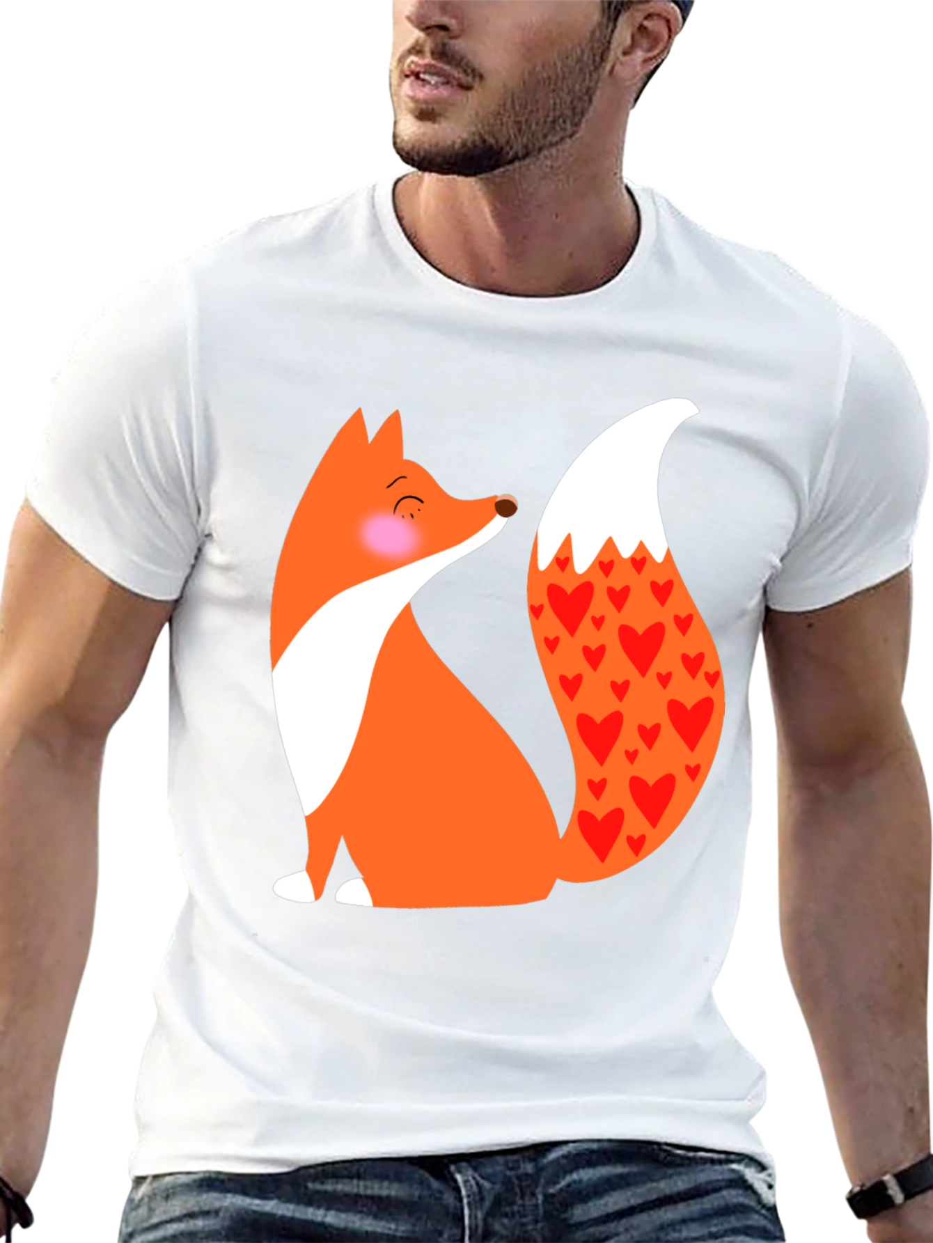 Black Fox with Hearts T-Shirt - Cute & Stylish Animal Tee view 13