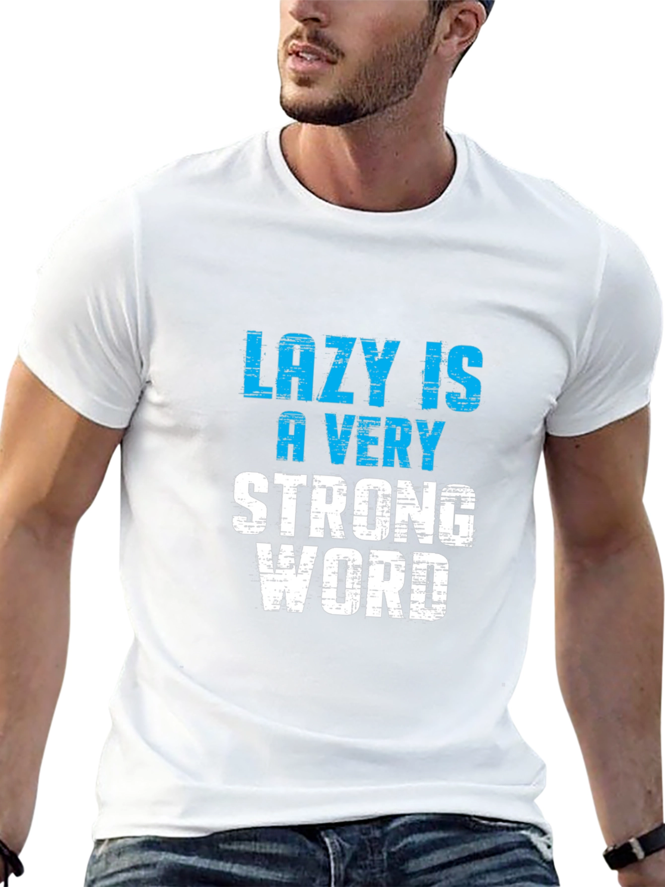 Black Lazy is a Very Strong Word T-Shirt view 13