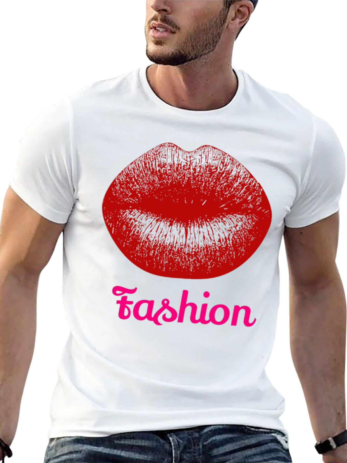 Black Fashion Lips Graphic Tee - Black T-Shirt view 13