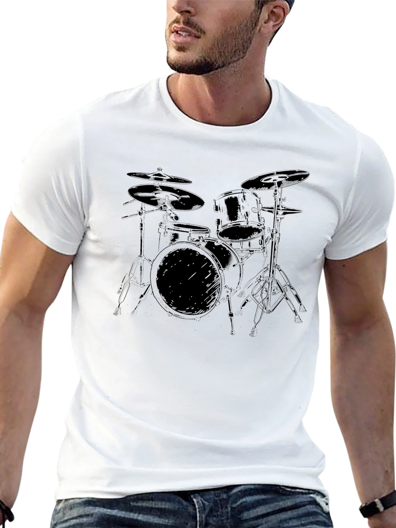 Black Drum Kit Graphic T-Shirt - Musician Tee view 13