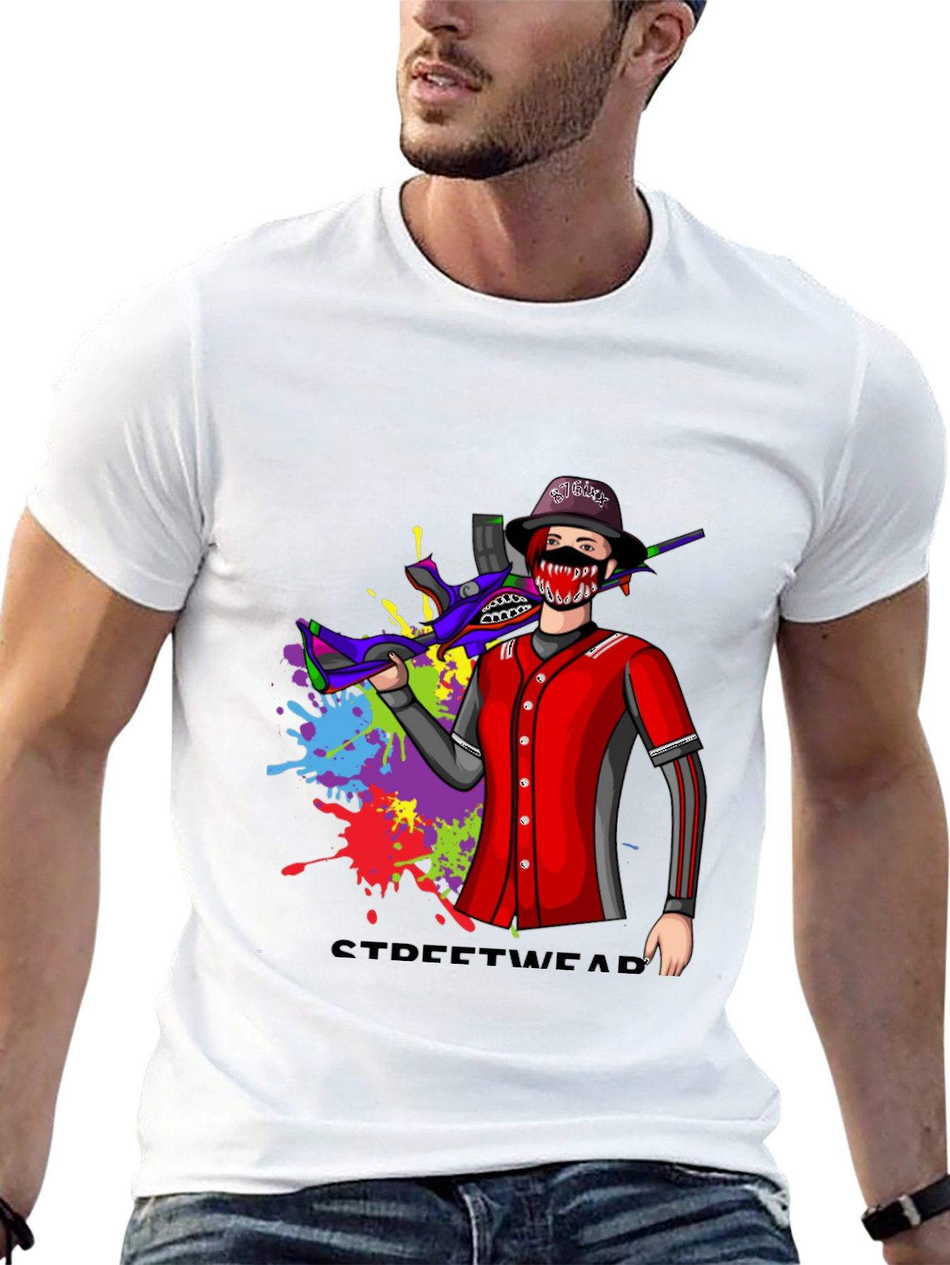 Black Streetwear Style Graphic T-Shirt - Bold Design view 13