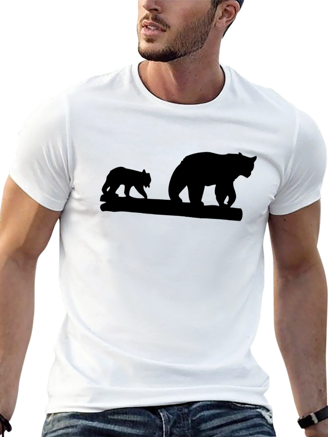 Black Black Bear Family Silhouette T-Shirt view 13