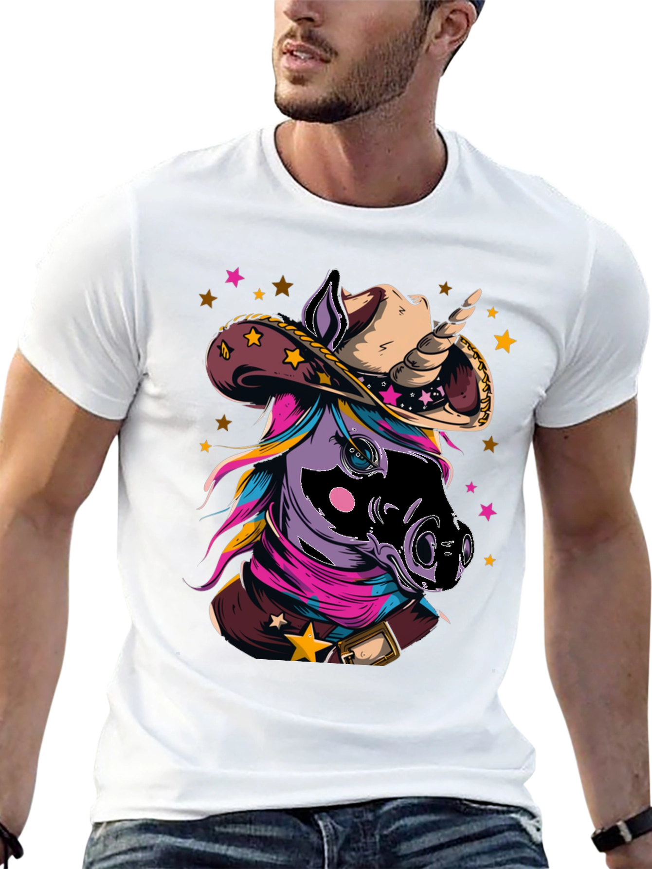 Black Cowboy Unicorn T-Shirt - Western Style Tee view 13