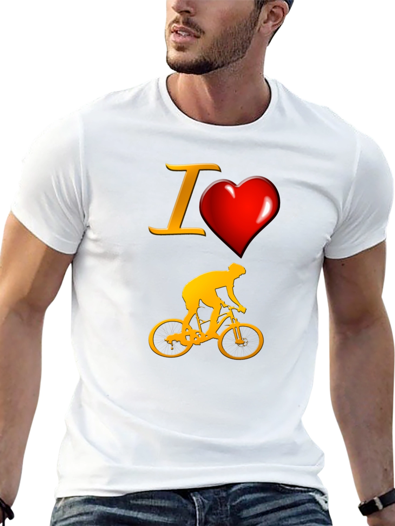Black I Love Biking T-Shirt - Sporty Cyclist Tee view 13