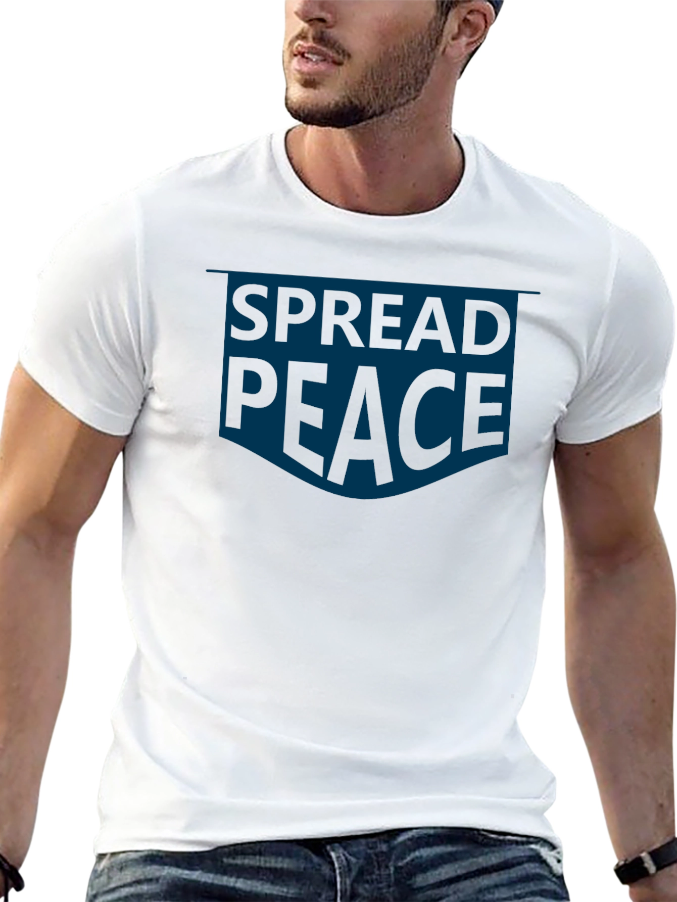 Black Spread Peace T-Shirt - Mens Casual Graphic Tee view 13