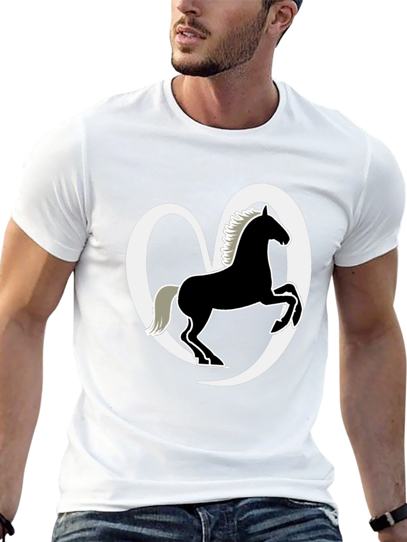 Black Horse Lover's Tee - Black Cotton Blend Shirt view 13