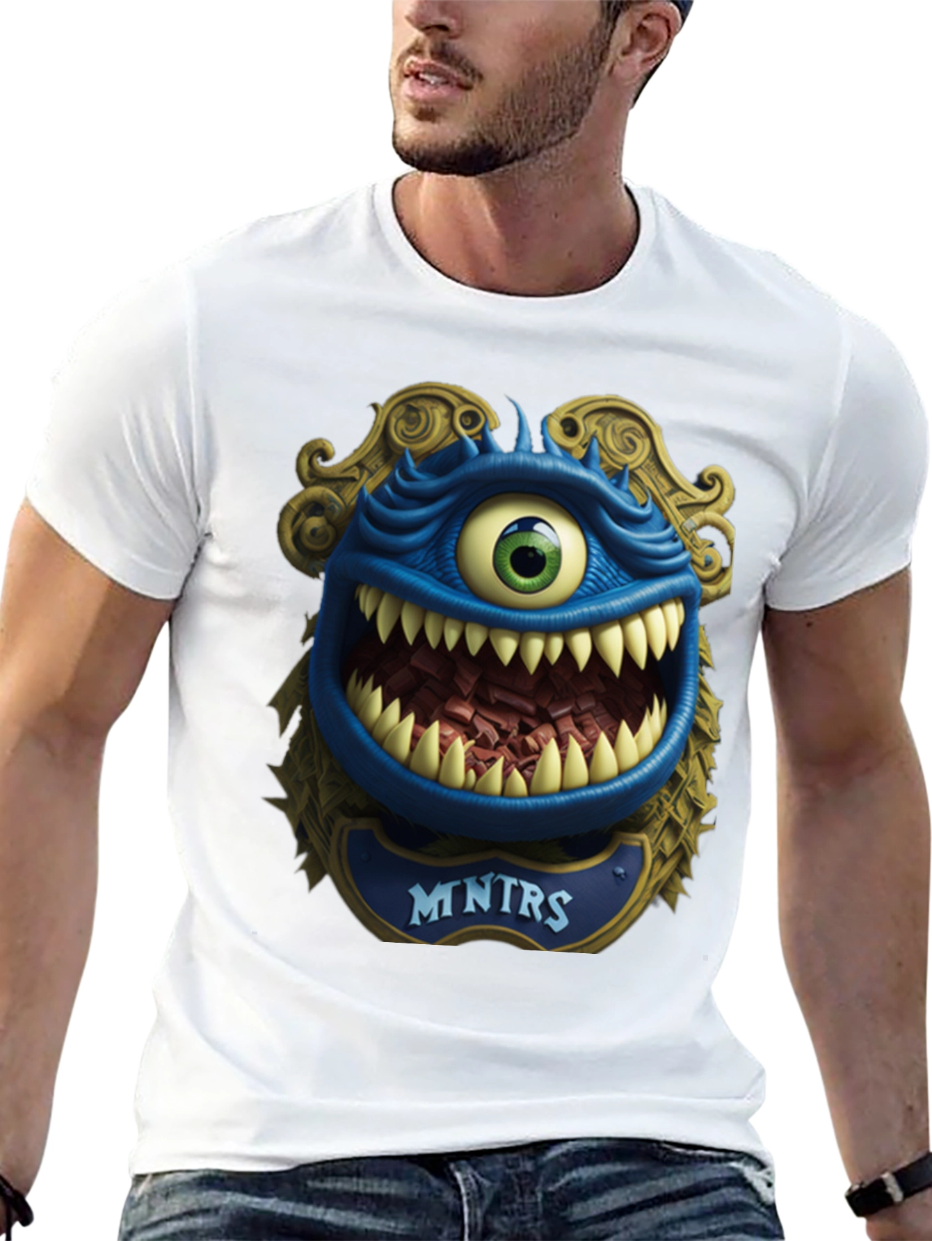 Black Monster Graphic T-Shirt: Mntrs Design view 13