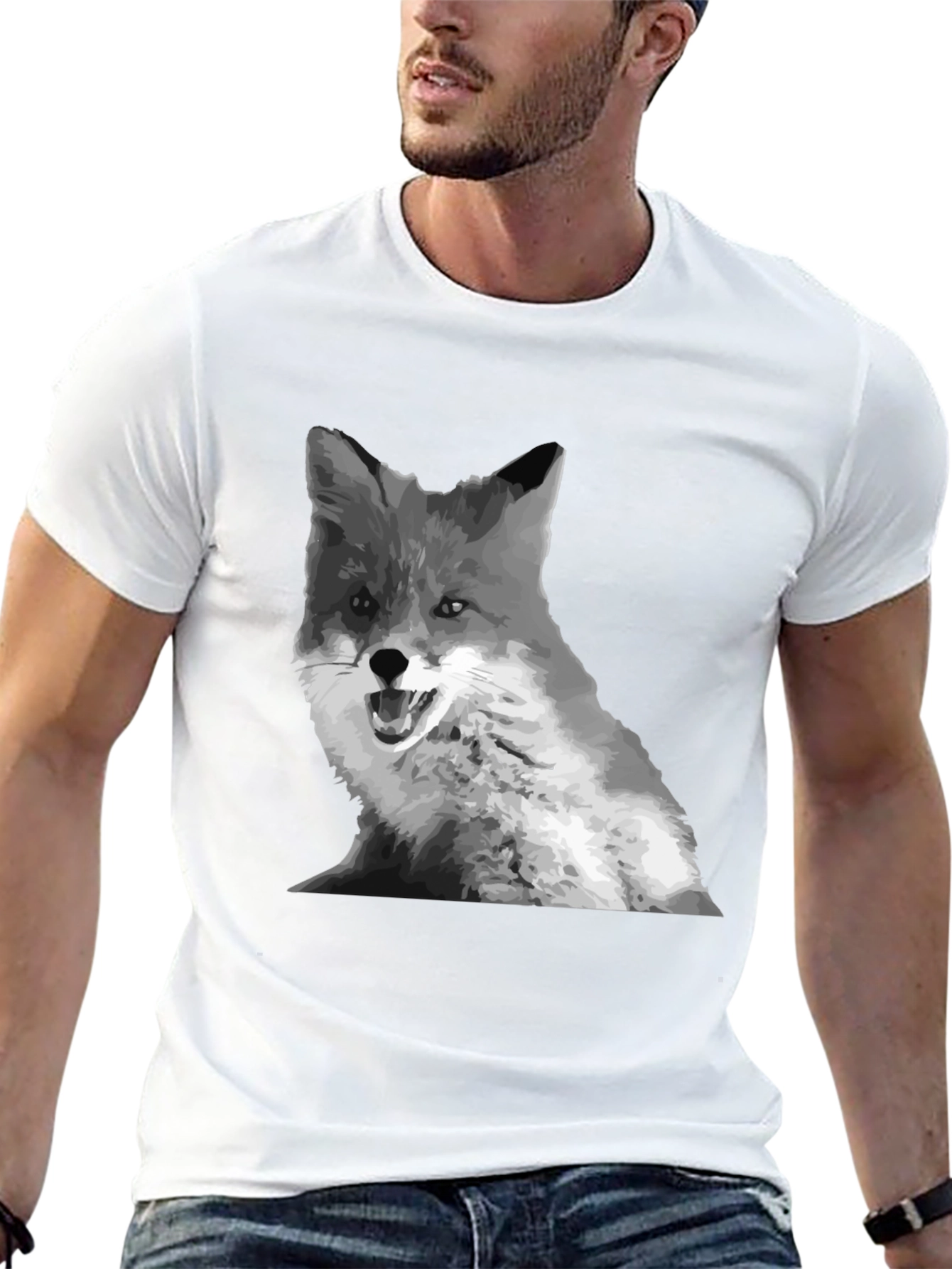 Black Fox Graphic Print Crew Neck T-Shirt view 13