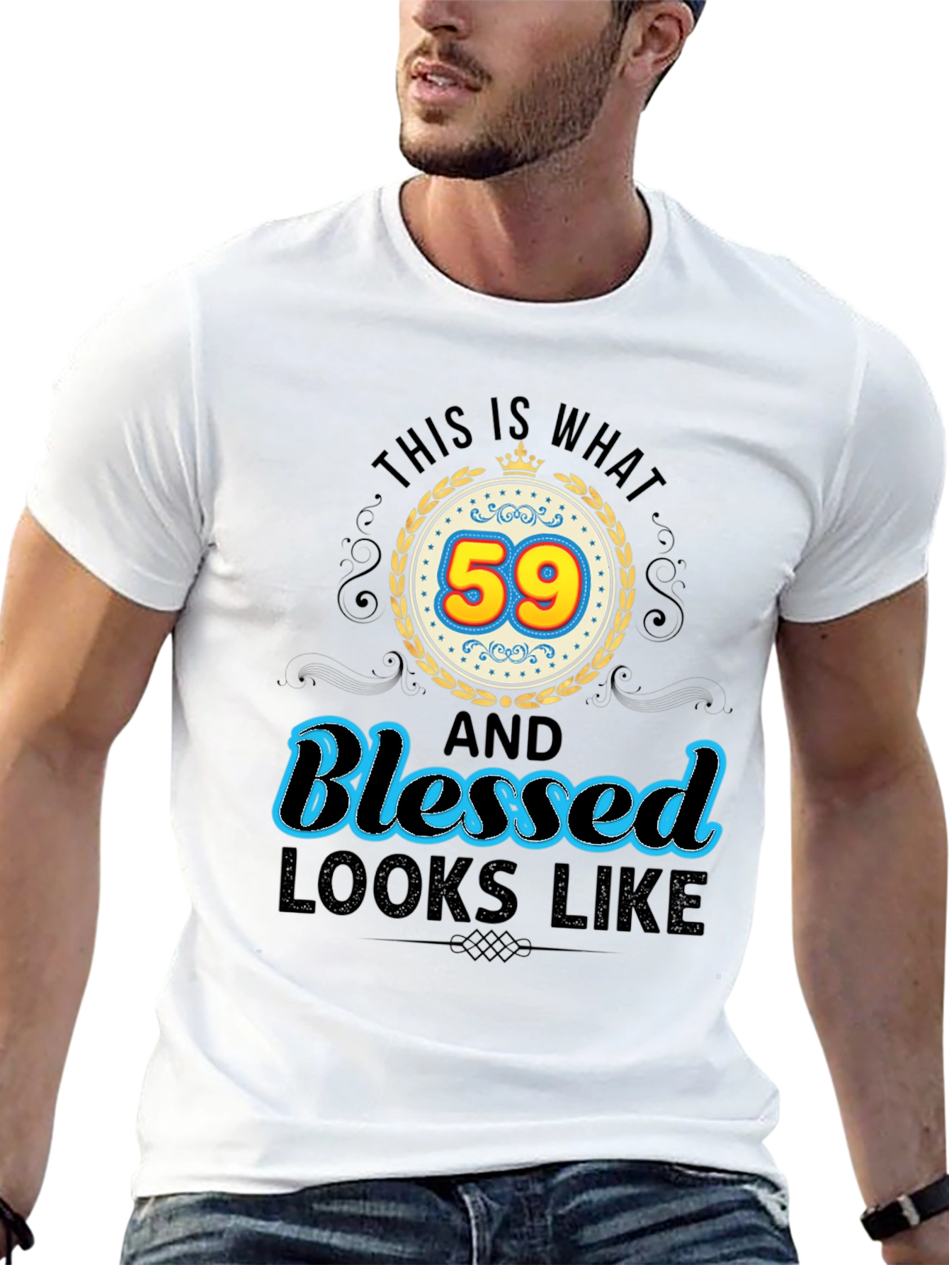 Black Blessed 59th Birthday Graphic T-Shirt view 13