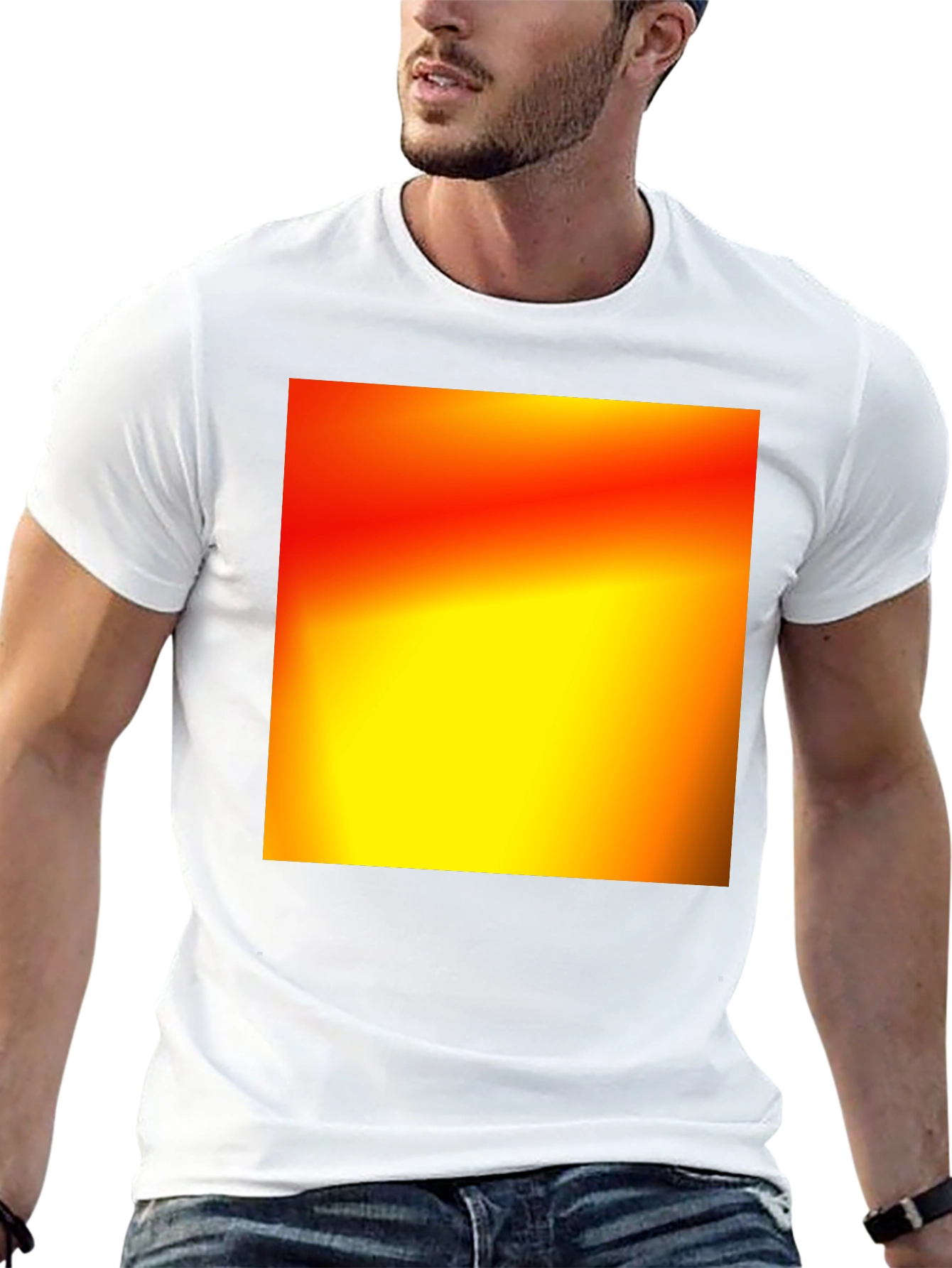 Black Bold Black T-Shirt with Abstract Gradient Design view 13