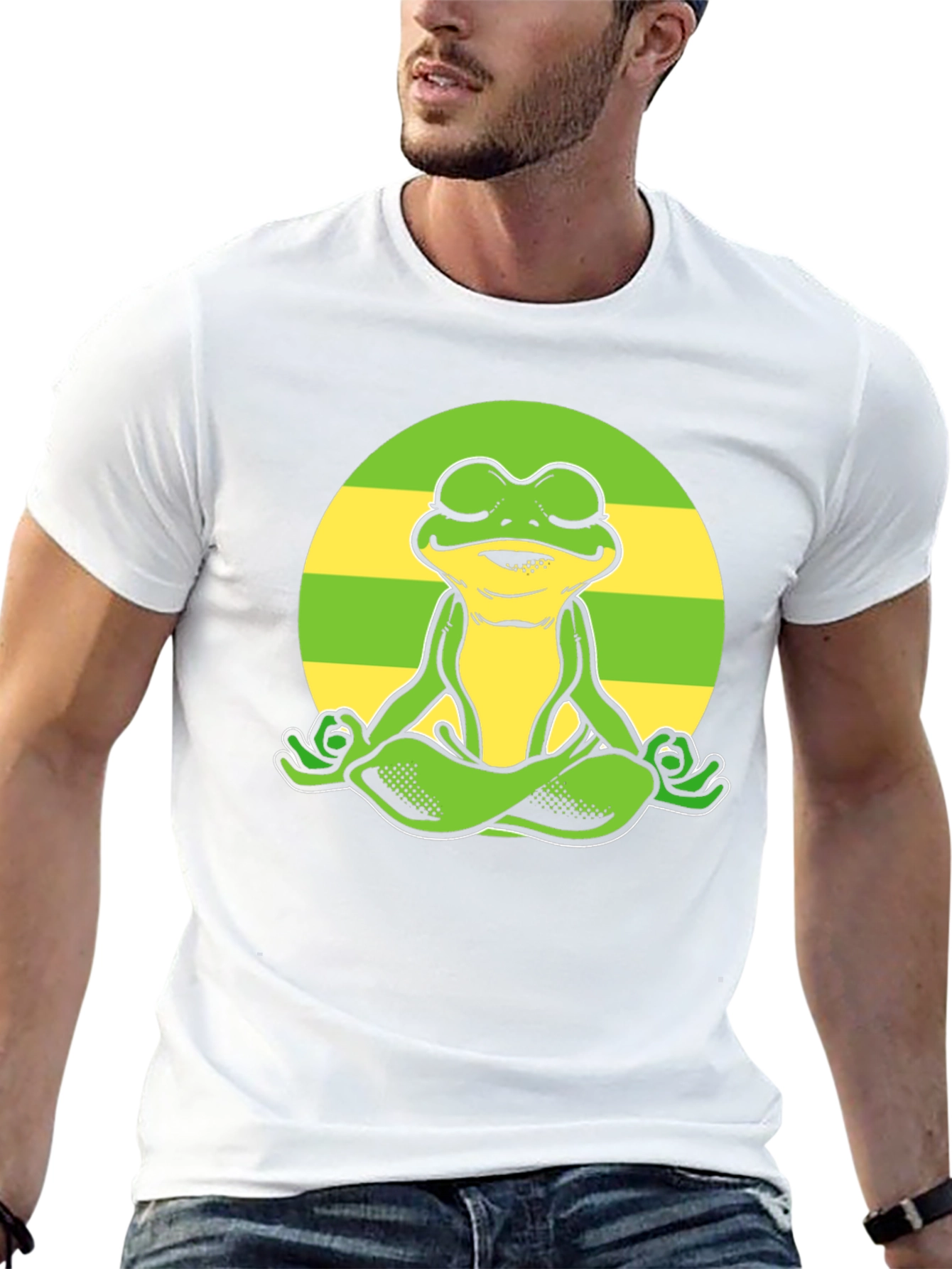 Black Zen Frog Graphic Tee - Meditating Amphibian T-Shirt view 13