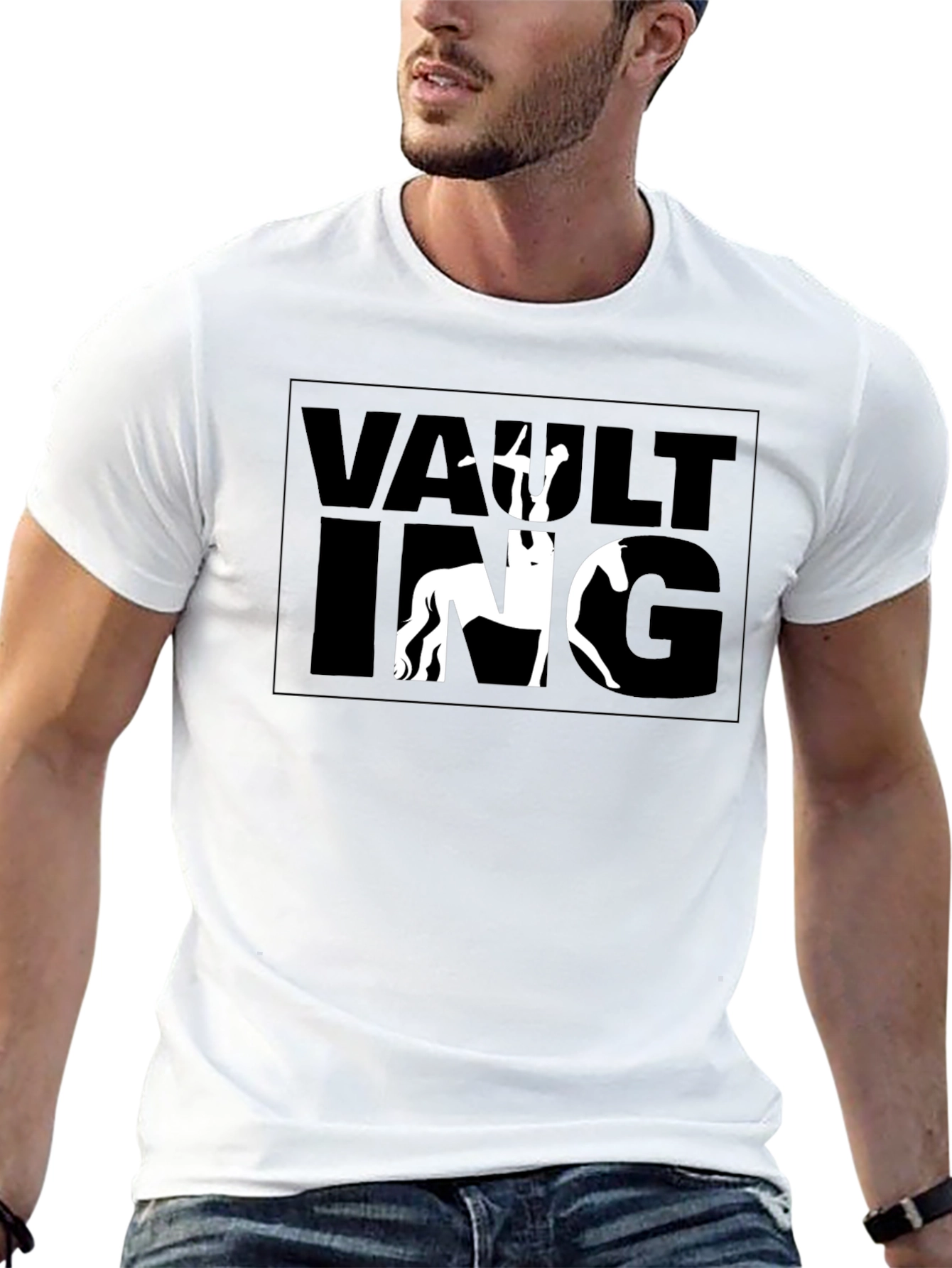 Black Vaulting Horse Rider T-Shirt - Black Graphic Tee view 13