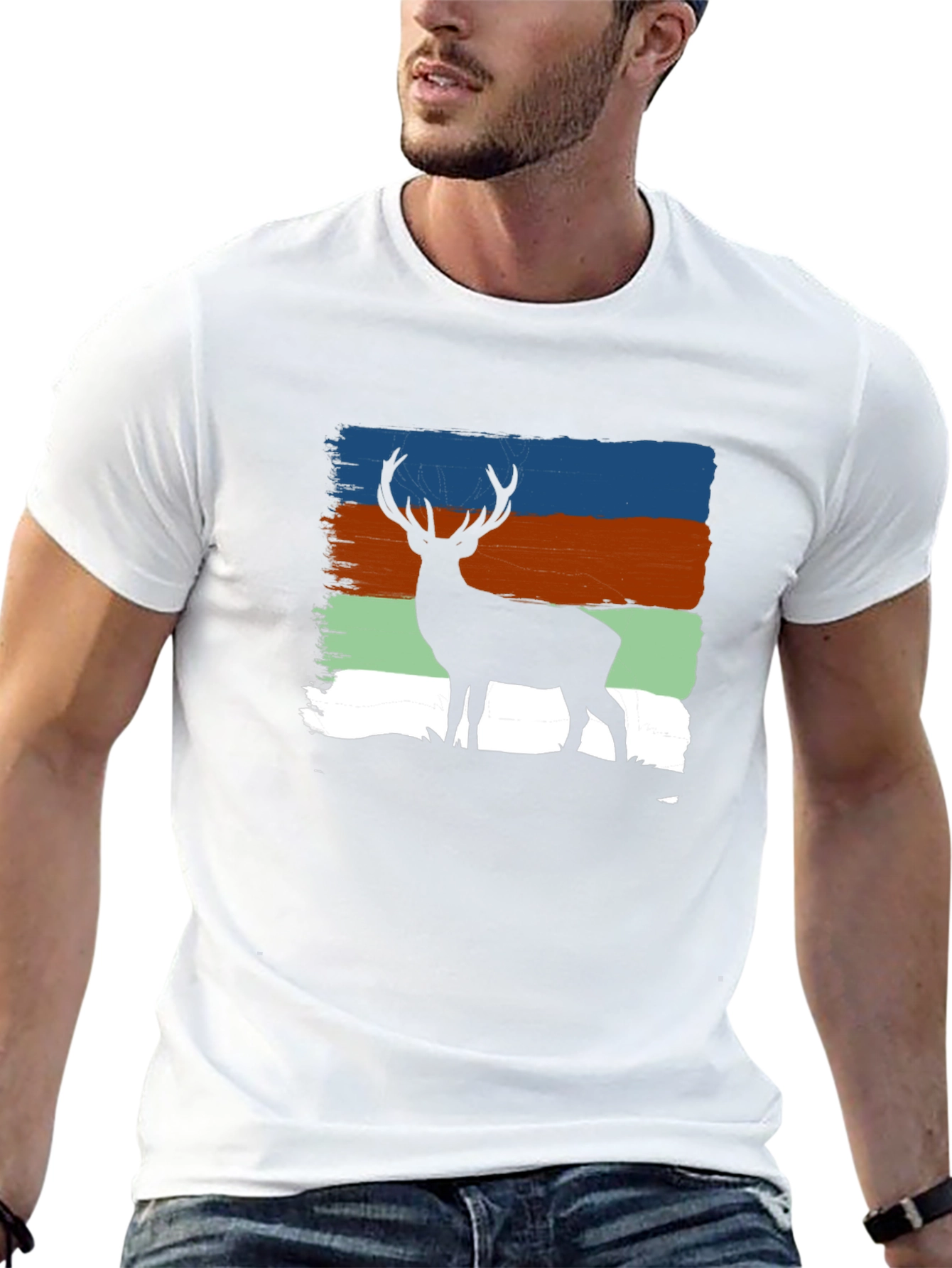 Black Deer Silhouette T-Shirt - Nature Inspired Design view 13