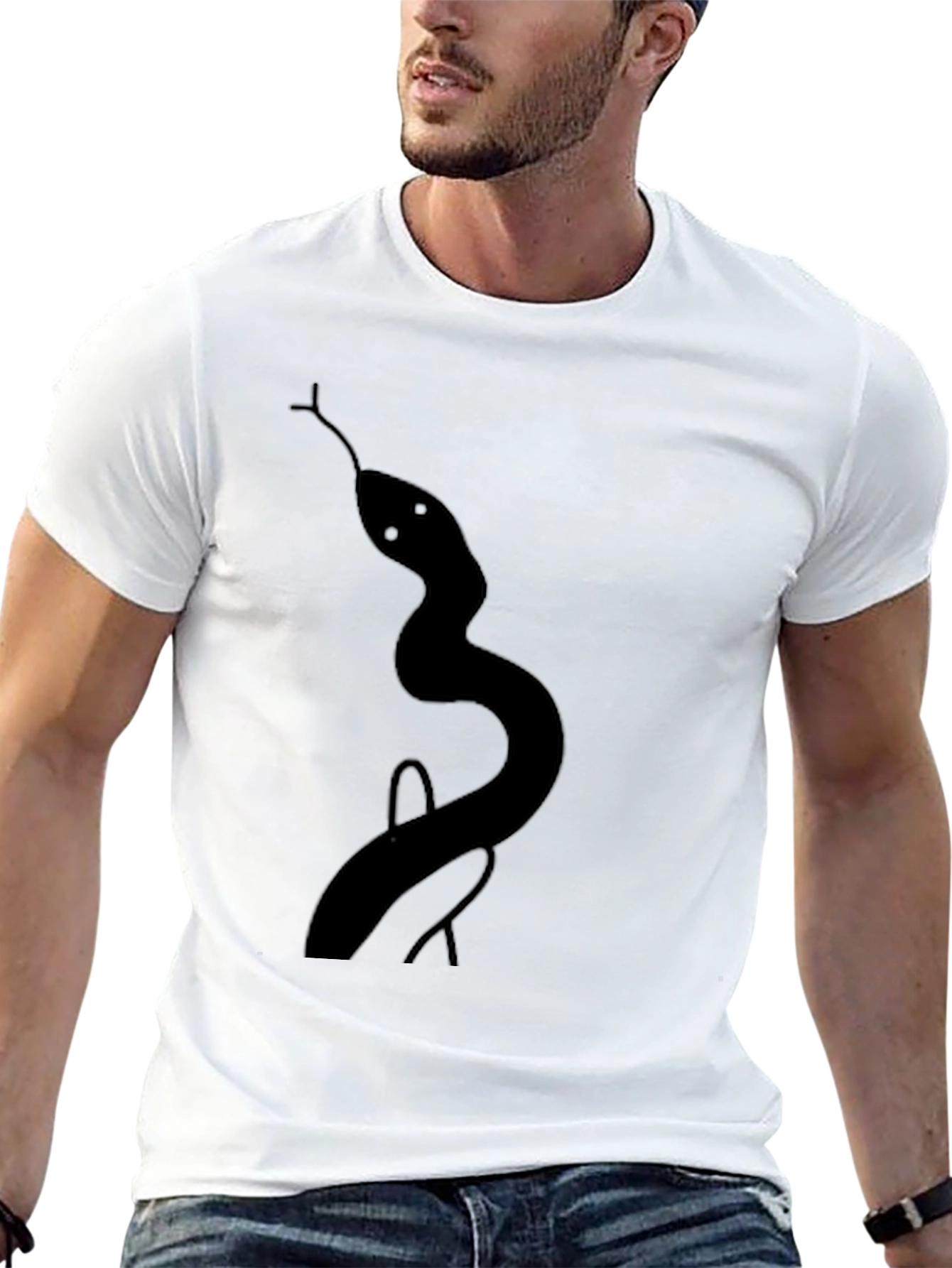 Black Men's Black Snake Graphic Tee - Casual Style view 13
