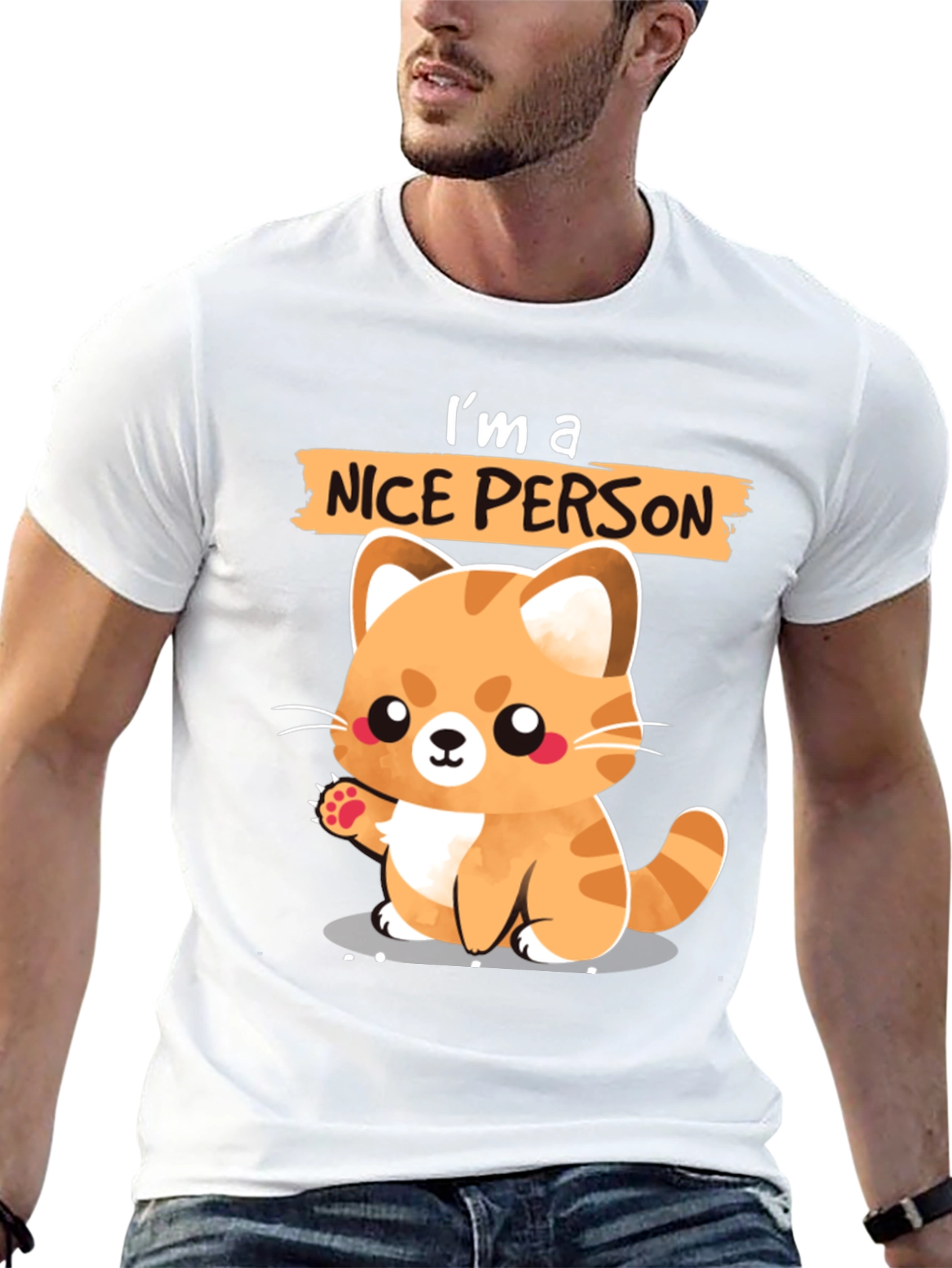 Black Cute Cat Lover T-Shirt - I'm a Nice Person view 13