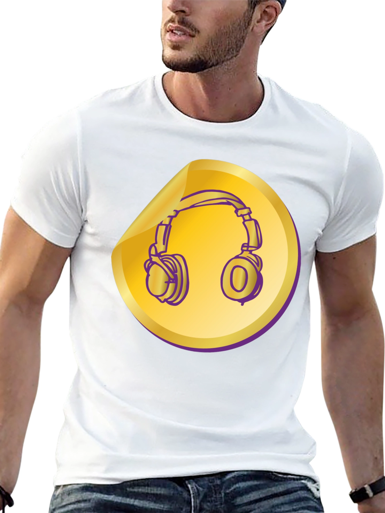 Black Headphones Graphic Tee - Music Lover Shirt view 13