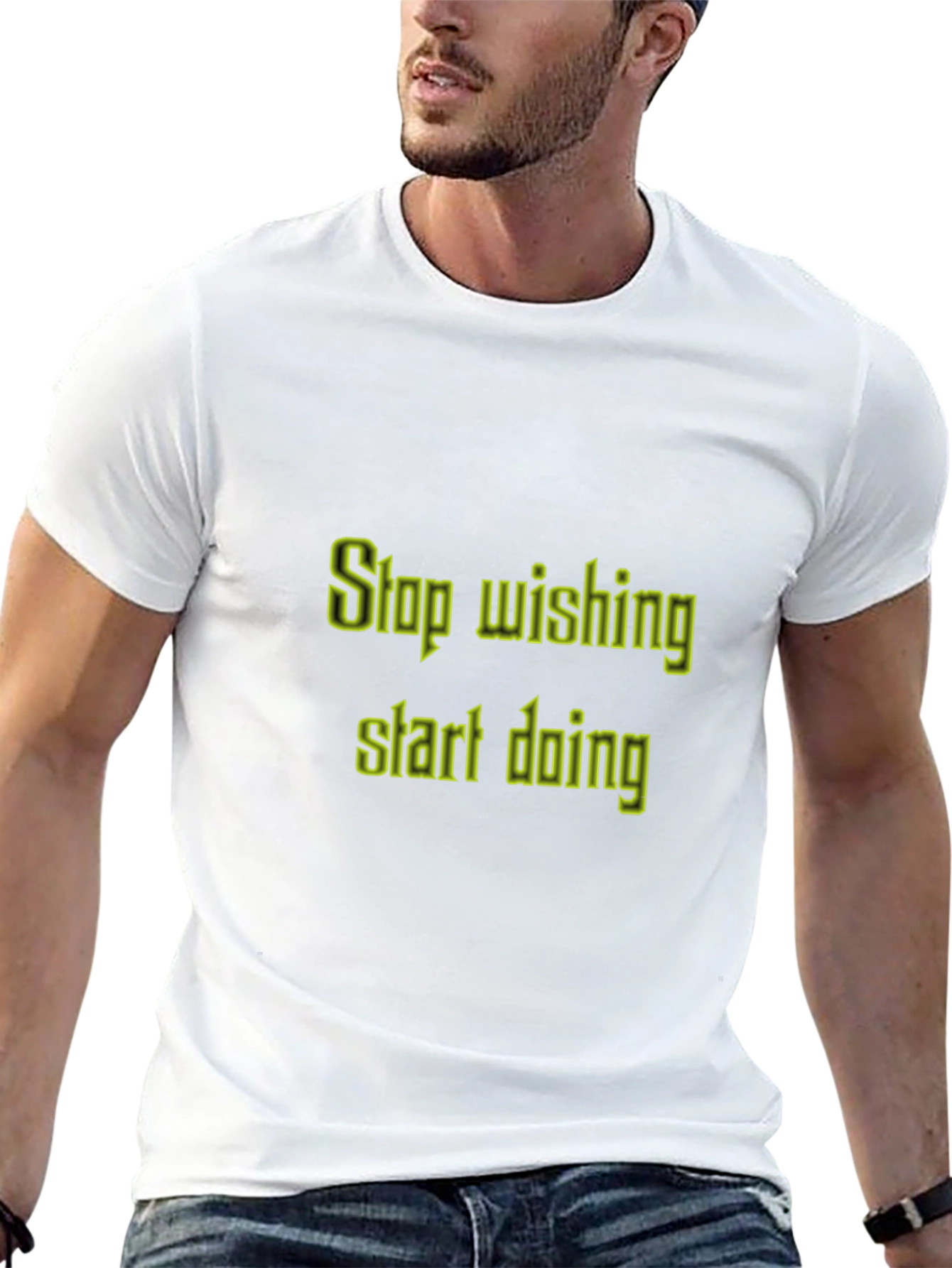 Black Motivational T-Shirt: Stop Wishing, Start Doing view 13