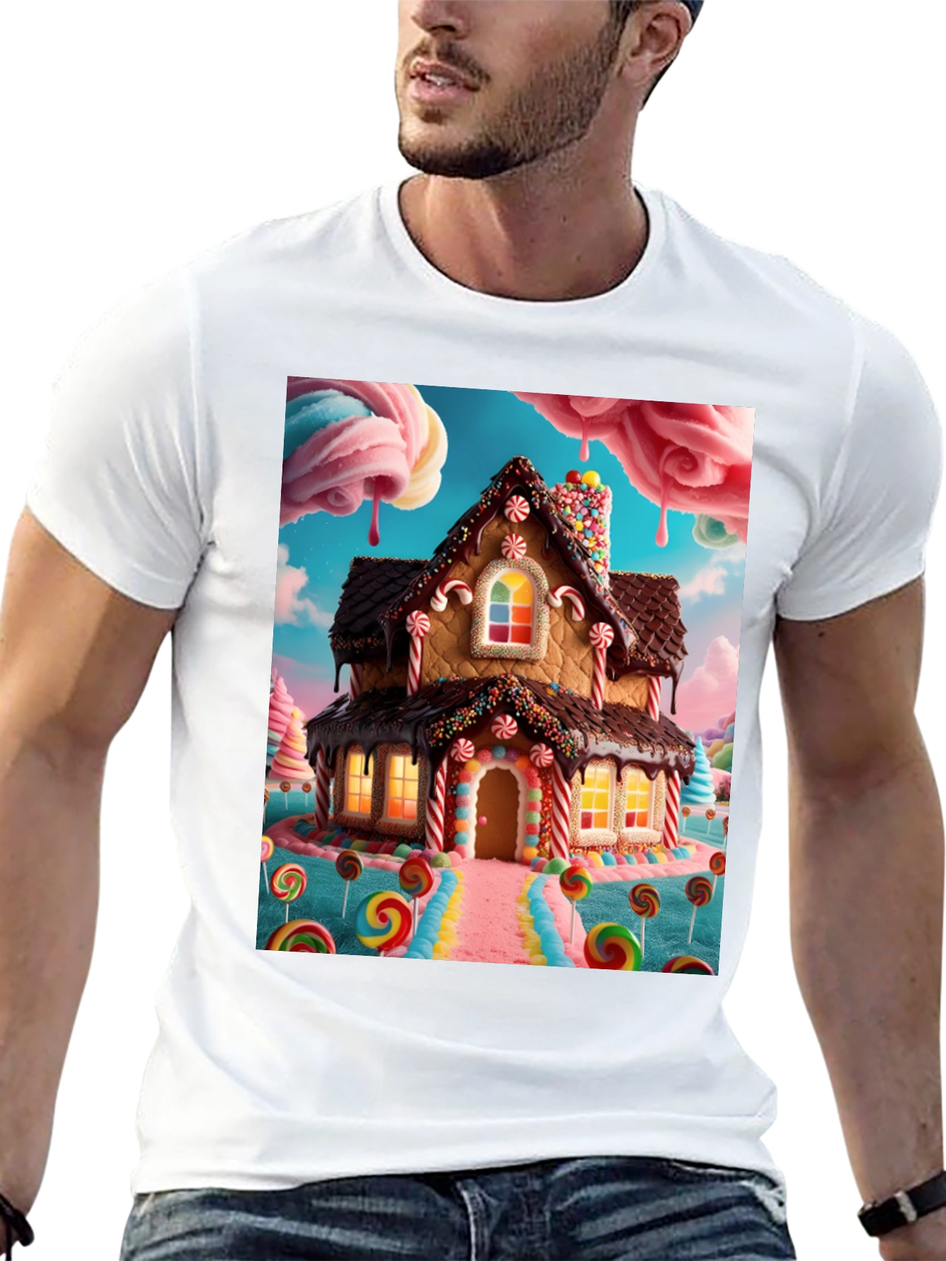 Black Sweet Tooth T-Shirt - Gingerbread House Design view 13