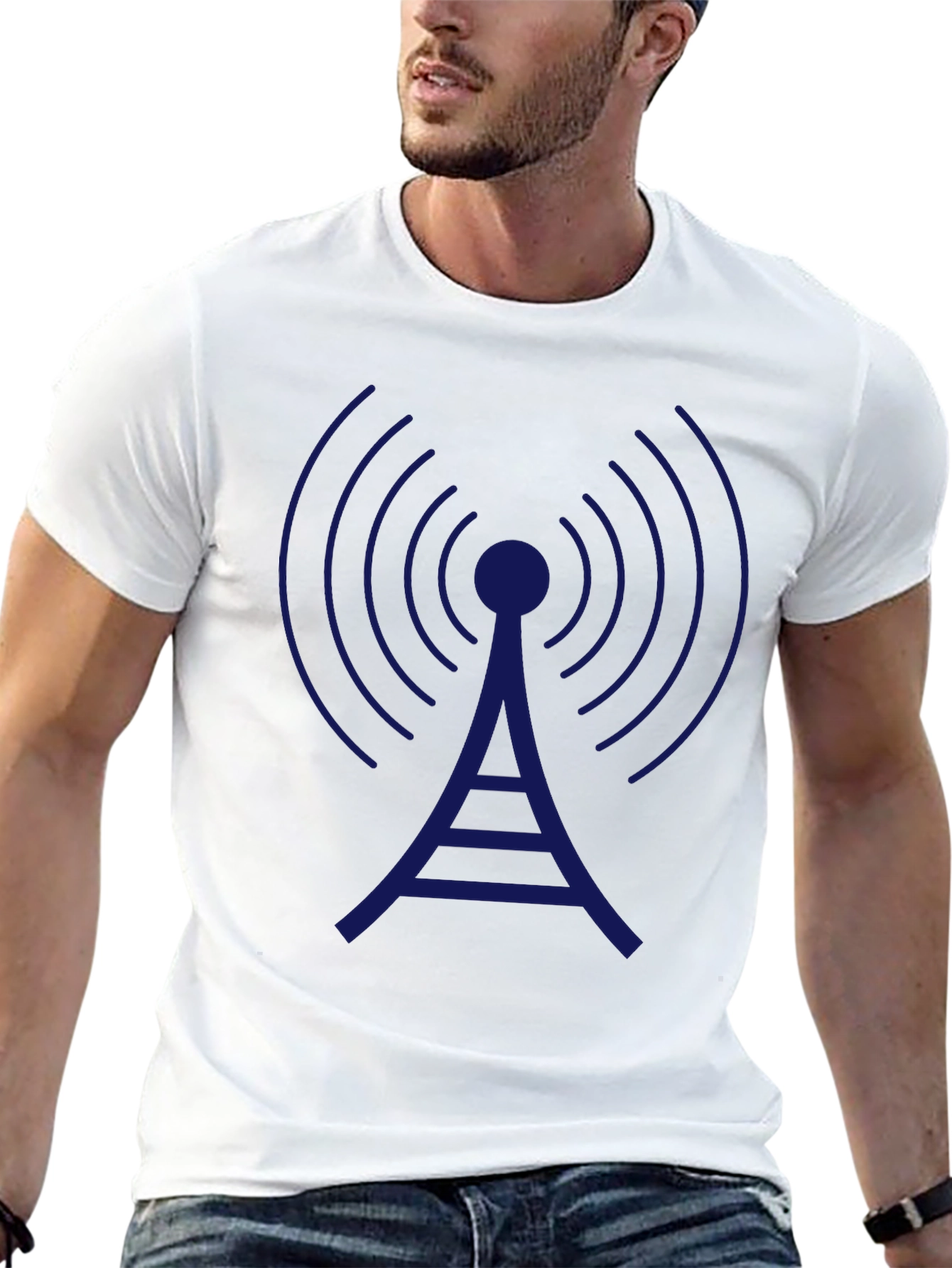 Black Radio Tower Graphic Tee - Classic Black T-Shirt view 13