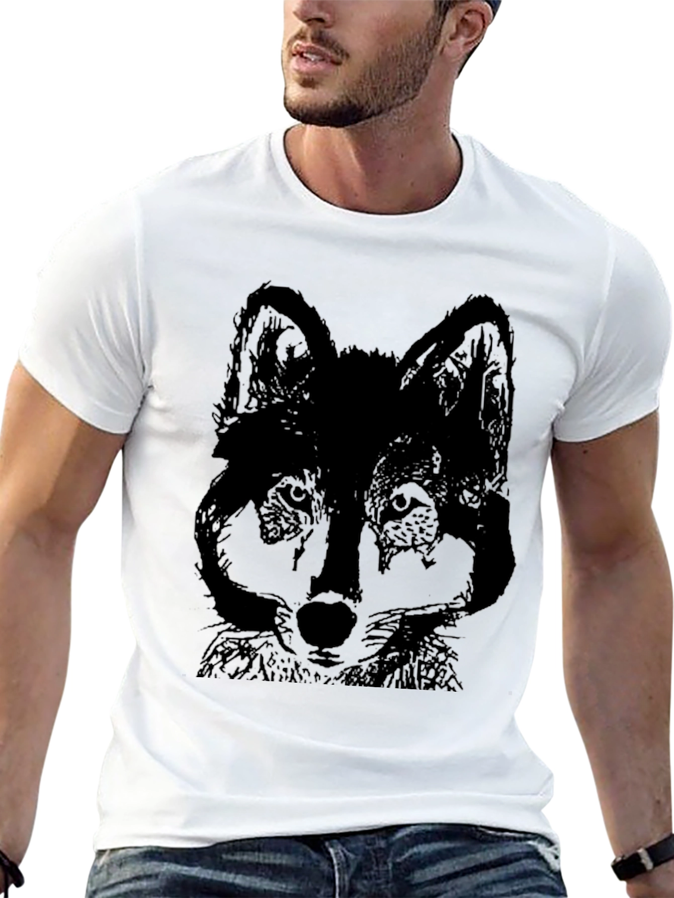 Black Black Wolf Graphic Tee - Men's Casual Short Sleeve Shirt view 13