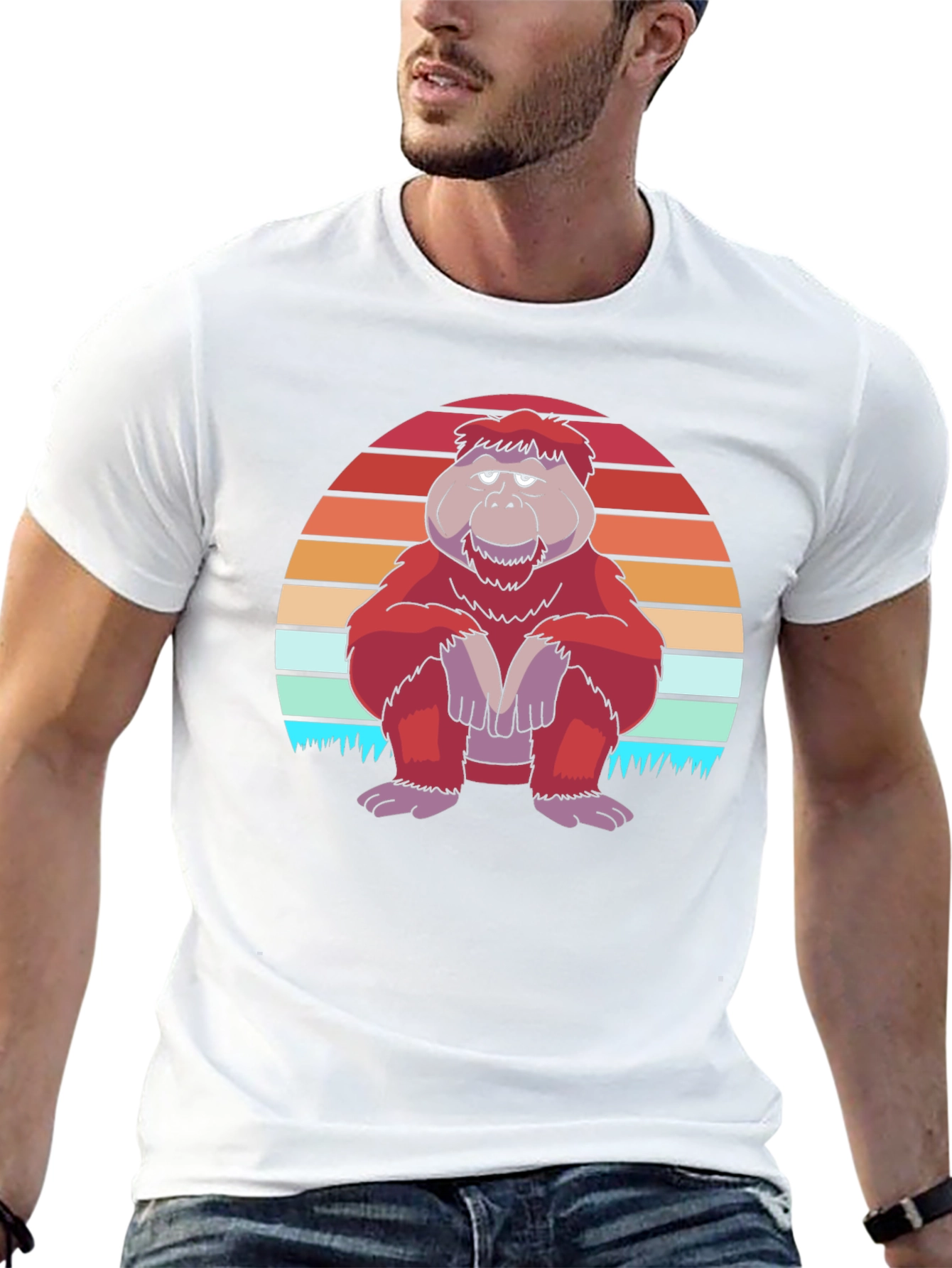 Black Retro Orangutan Graphic Tee - Comfort Fit view 13