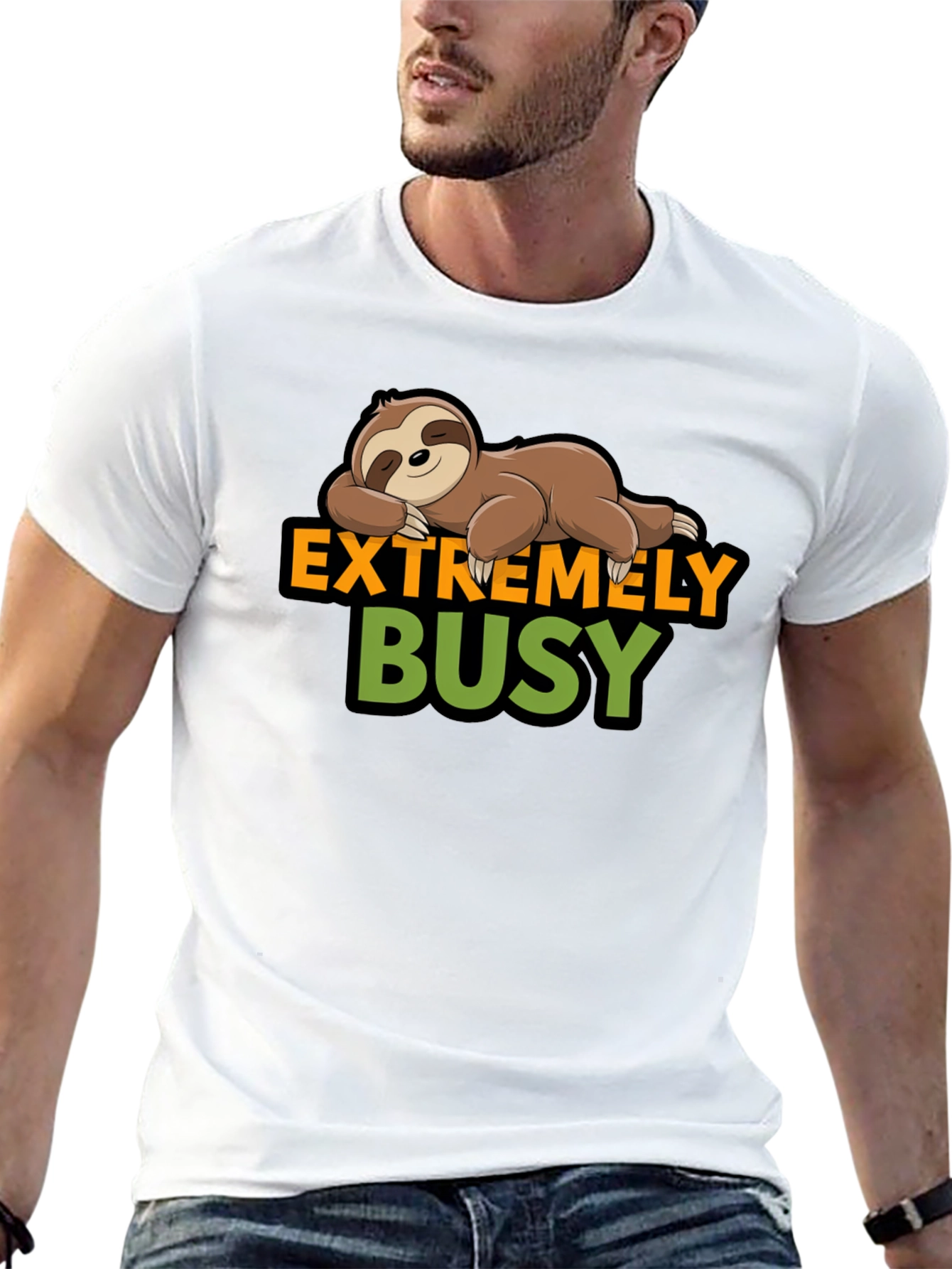 Black Extremely Busy Sloth Graphic T-Shirt view 13
