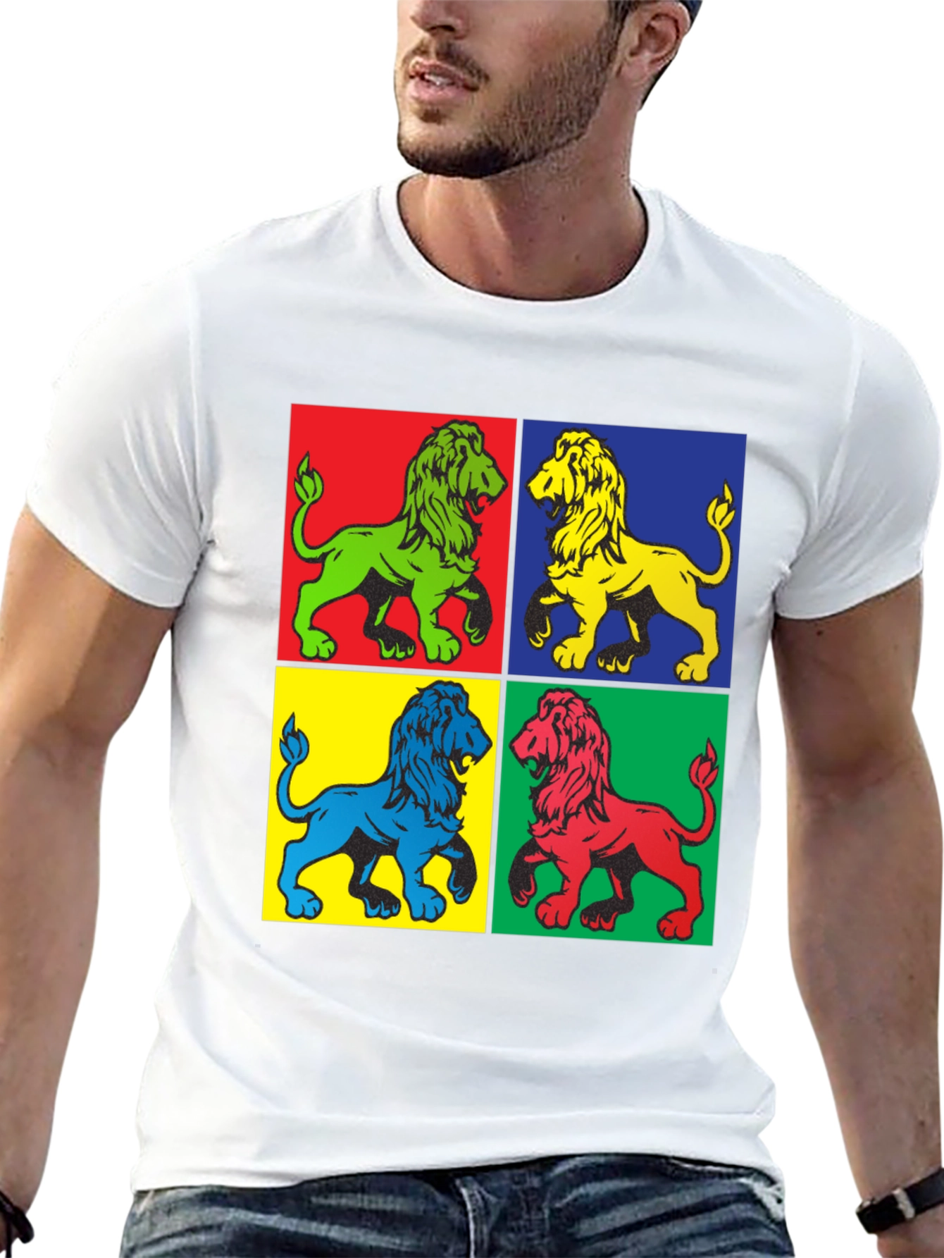 Black Pop Art Lion Graphic Tee view 13