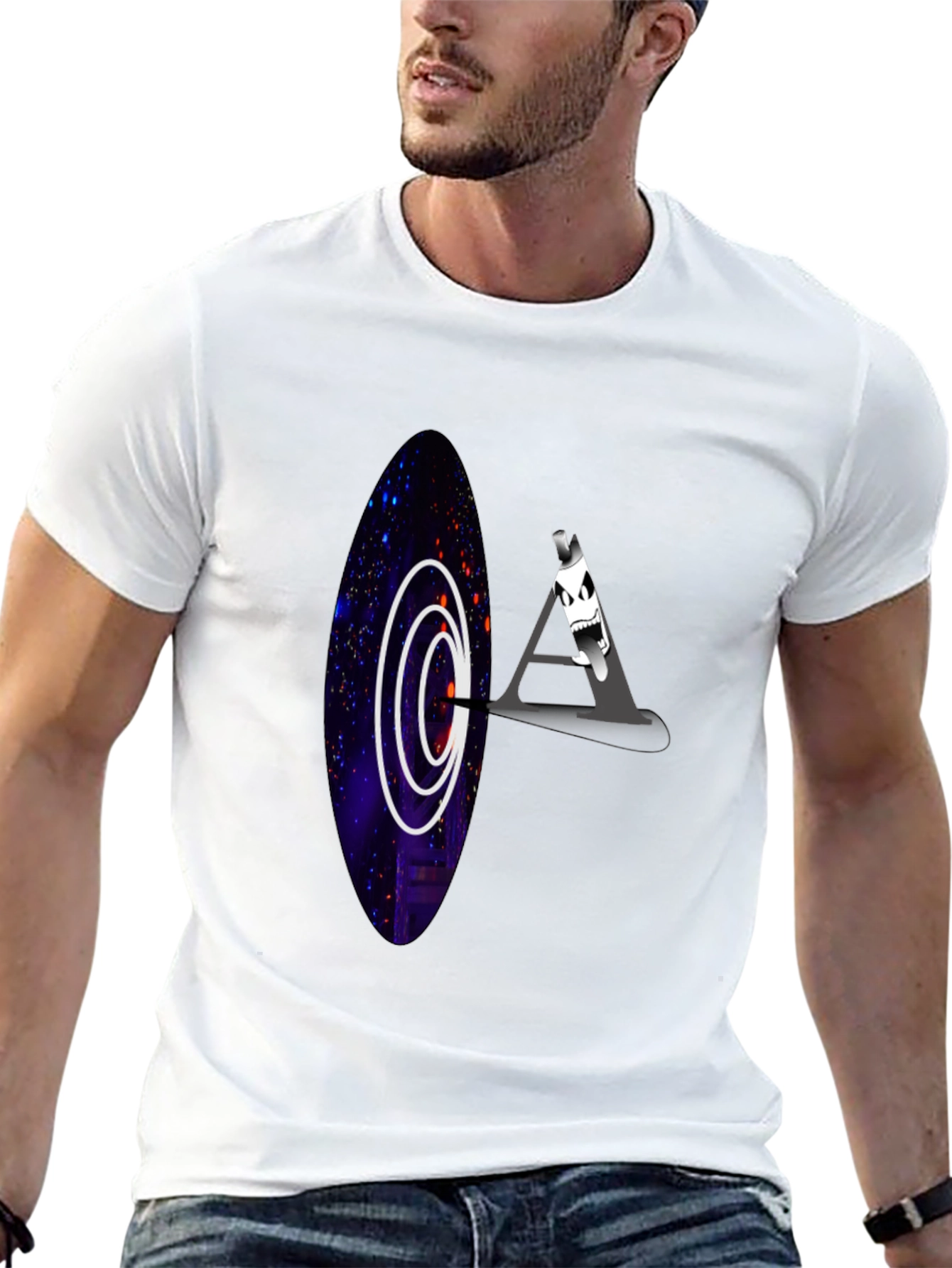 Black Cosmic Portal T-Shirt - Unique Graphic Tee view 13