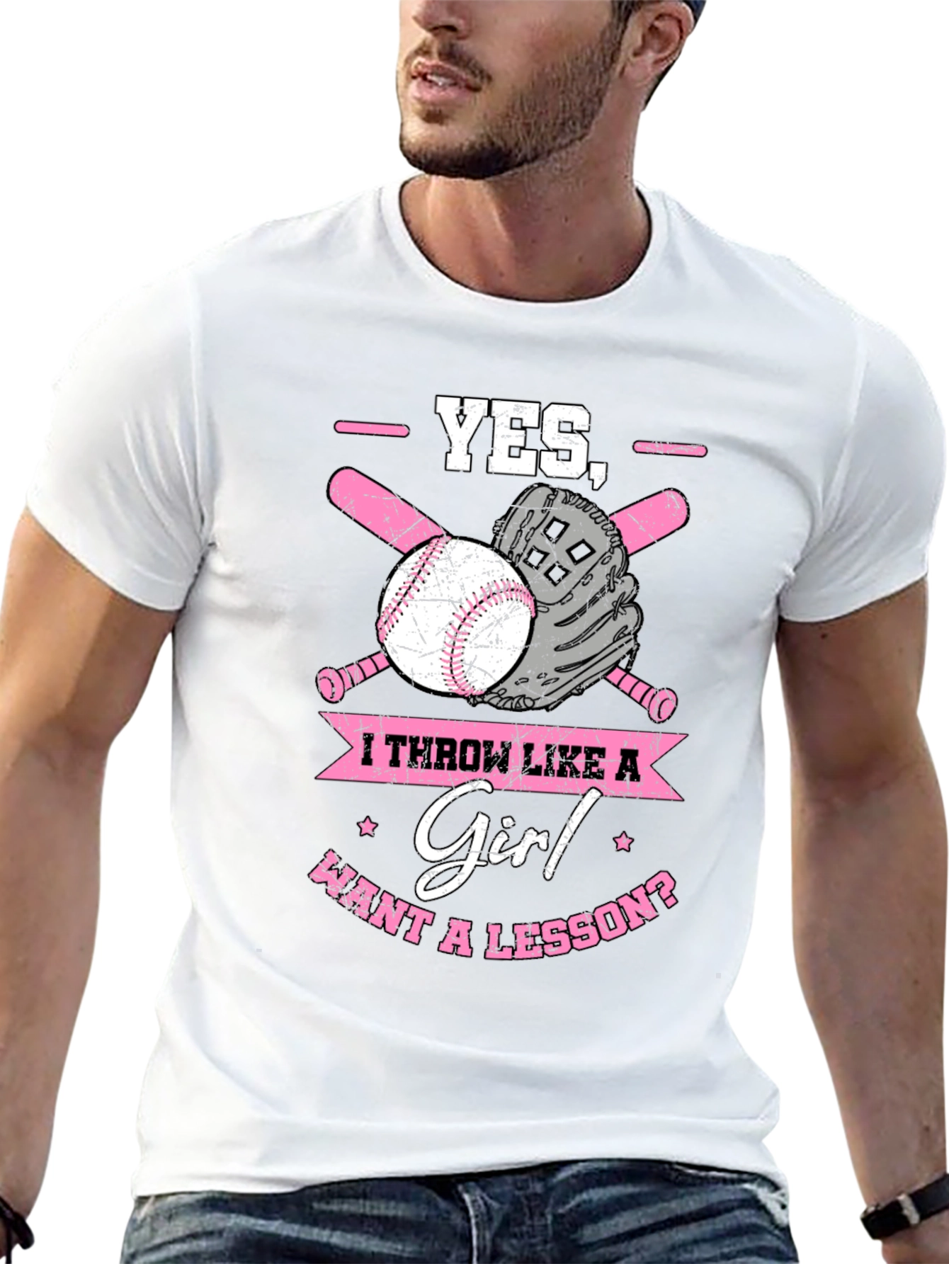 Black Yes, I Throw Like a Girl T-Shirt Baseball Bat Glove view 13