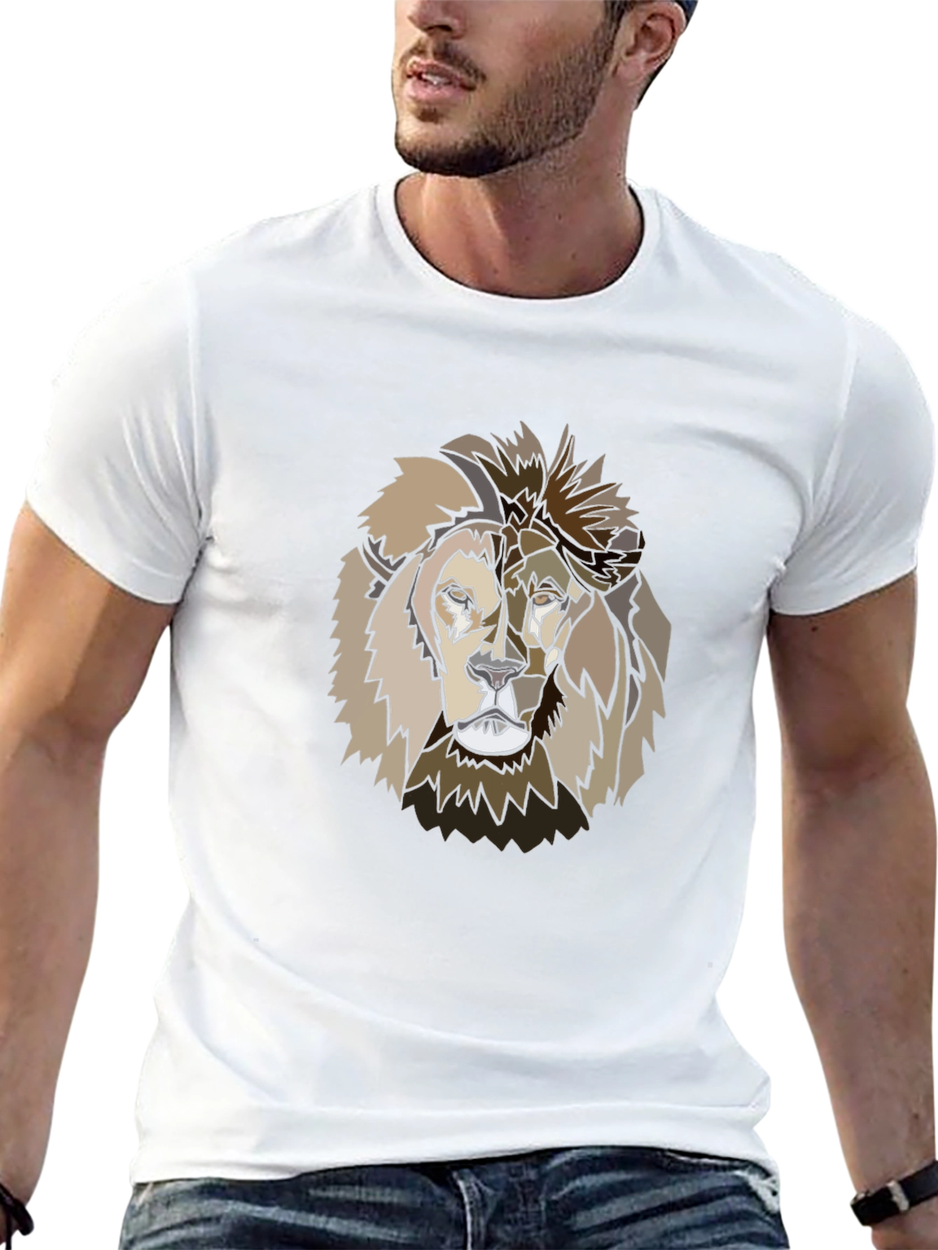 Black Abstract Lion Graphic Tee - Stylish Menswear view 13