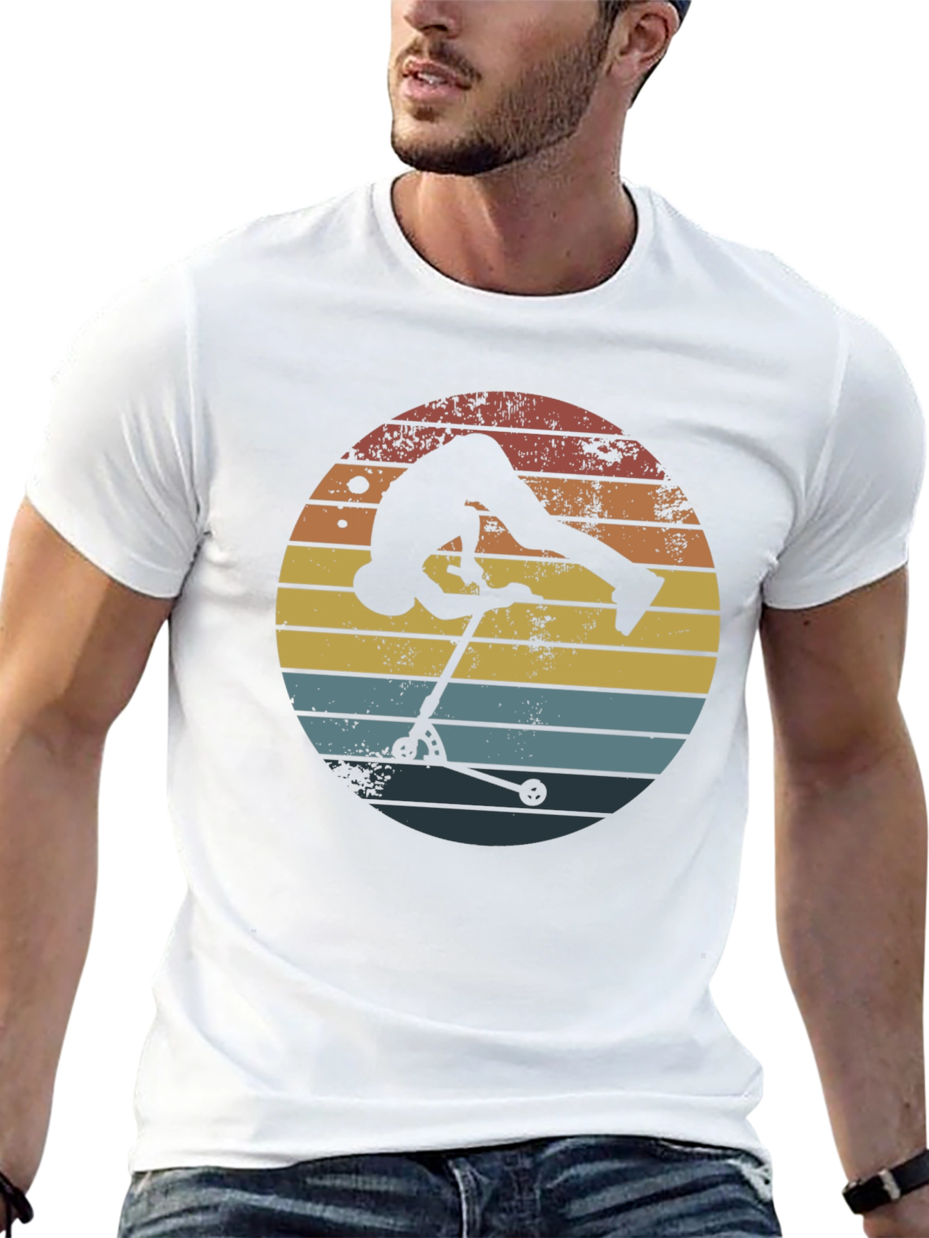 Retro Scooter Stunt T-Shirt - Cool Rider Tee - 13