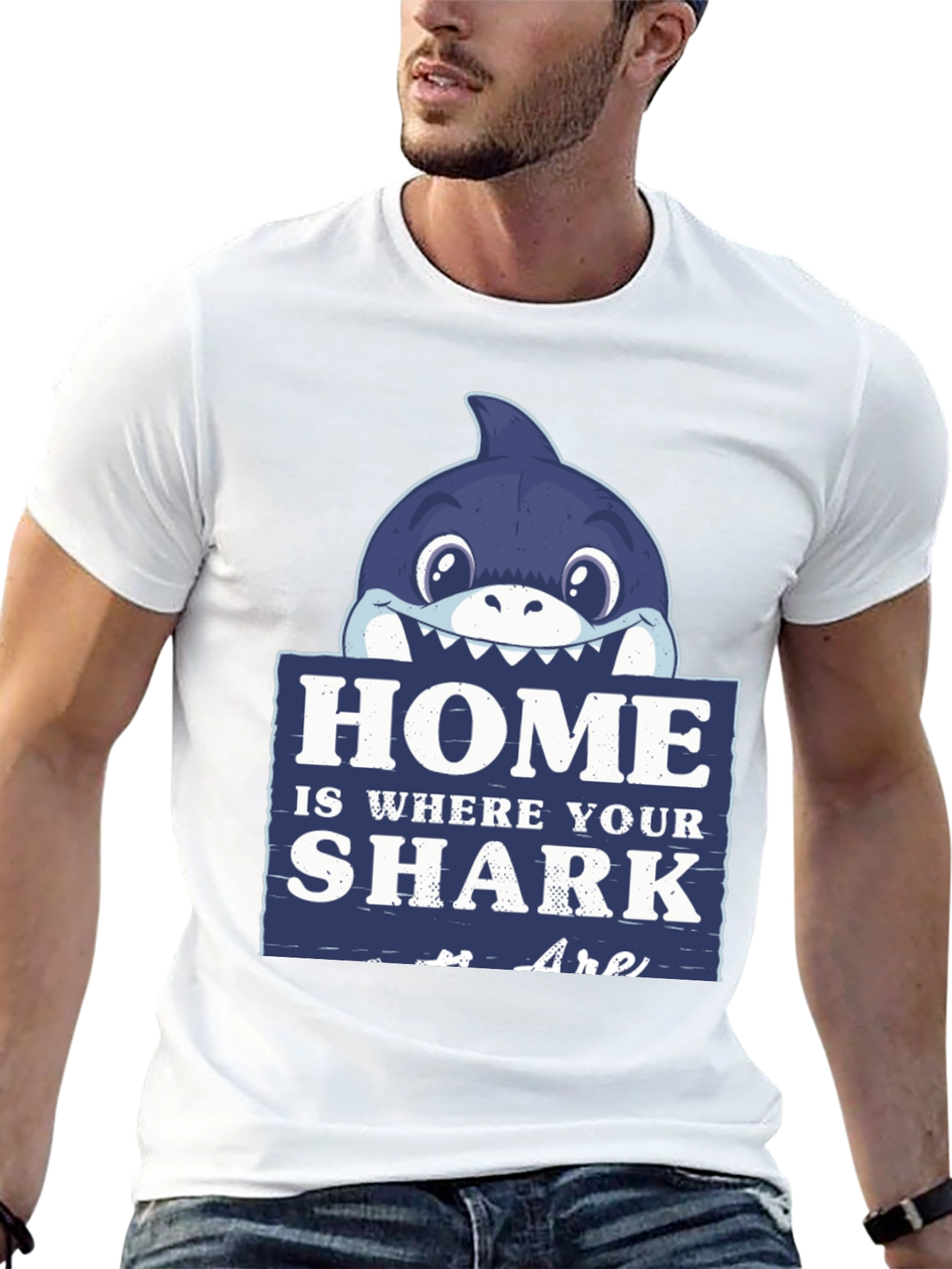 Black Home is Where Your Sharks Are T-Shirt view 13