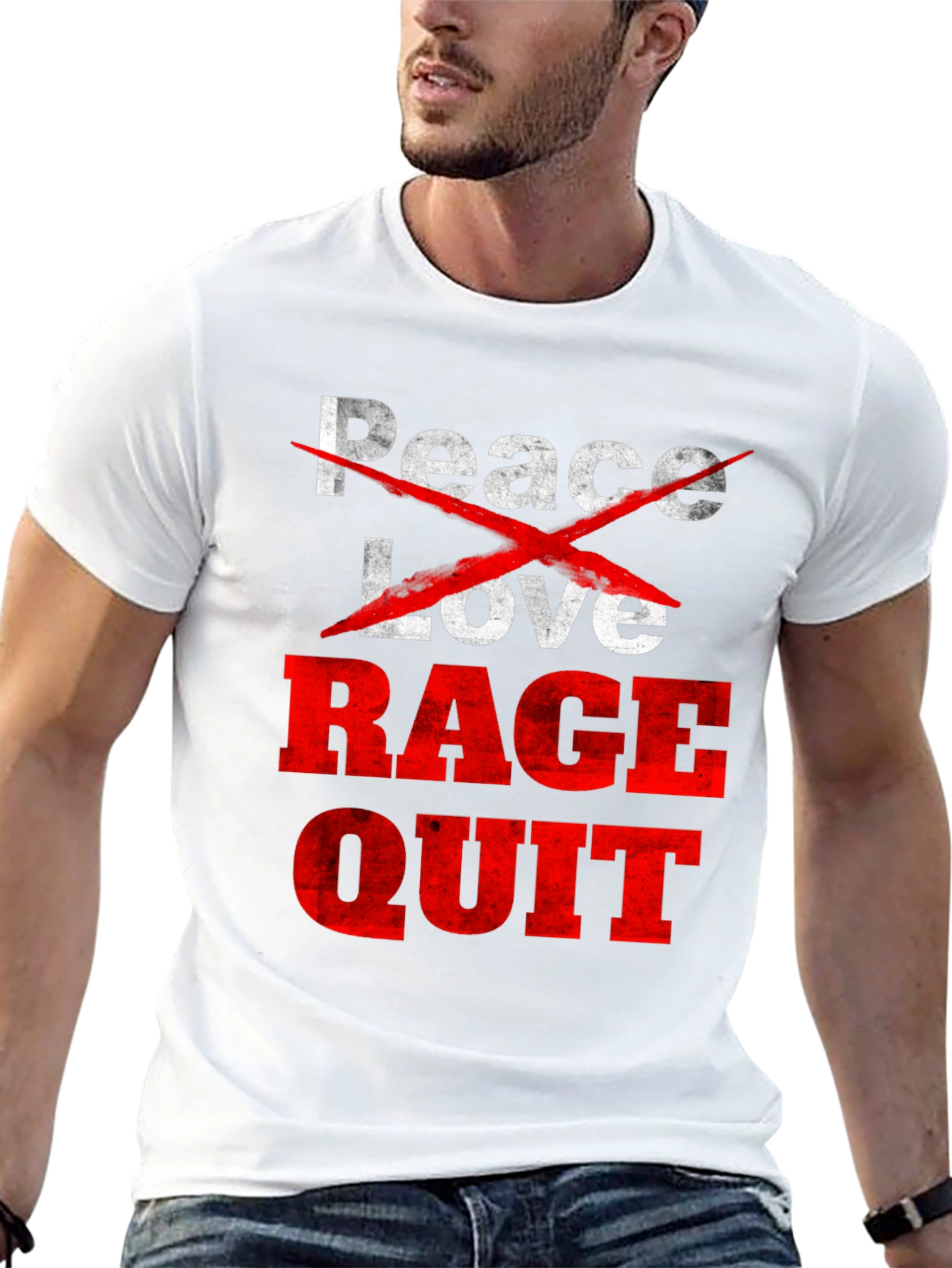 Black Peace Love Rage Quit Graphic Tee view 13
