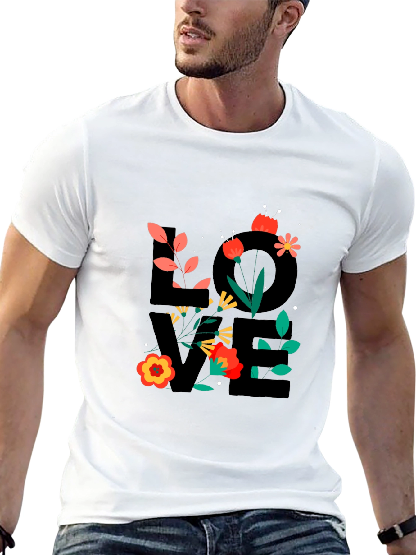 Black Floral LOVE Graphic T-Shirt - Trendy Casual Tee view 13