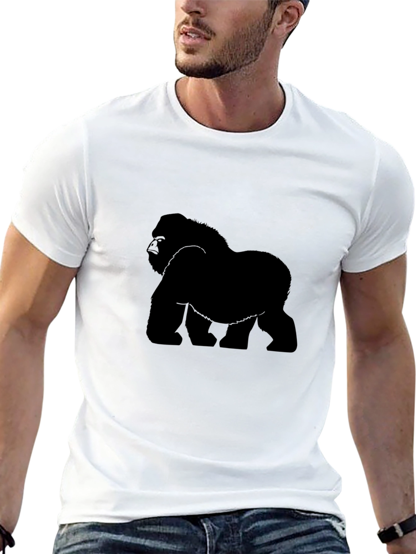 Black Gorilla Graphic T-Shirt - Black Crew Neck view 13