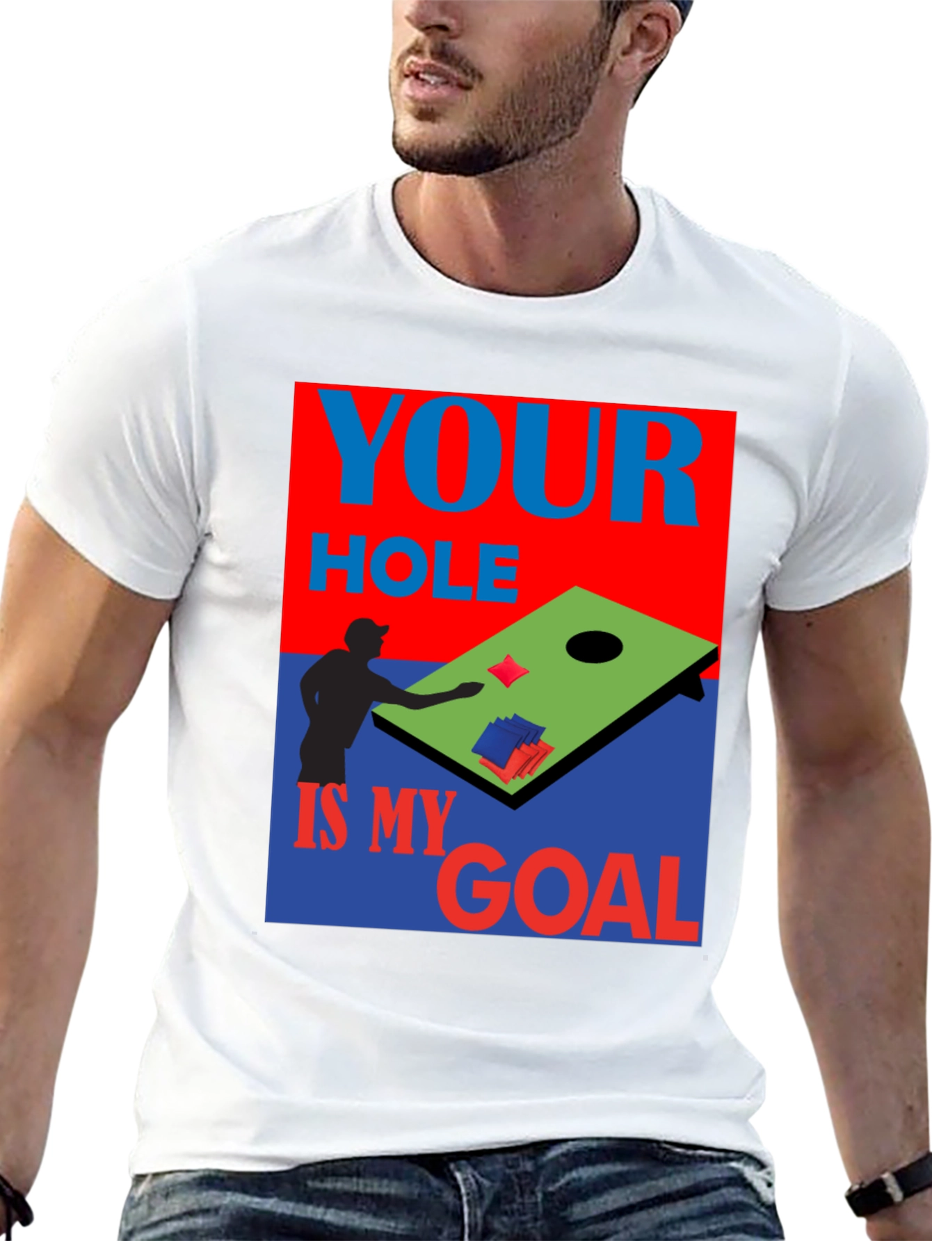 Black Cornhole T-Shirt: Your Hole is My Goal view 13