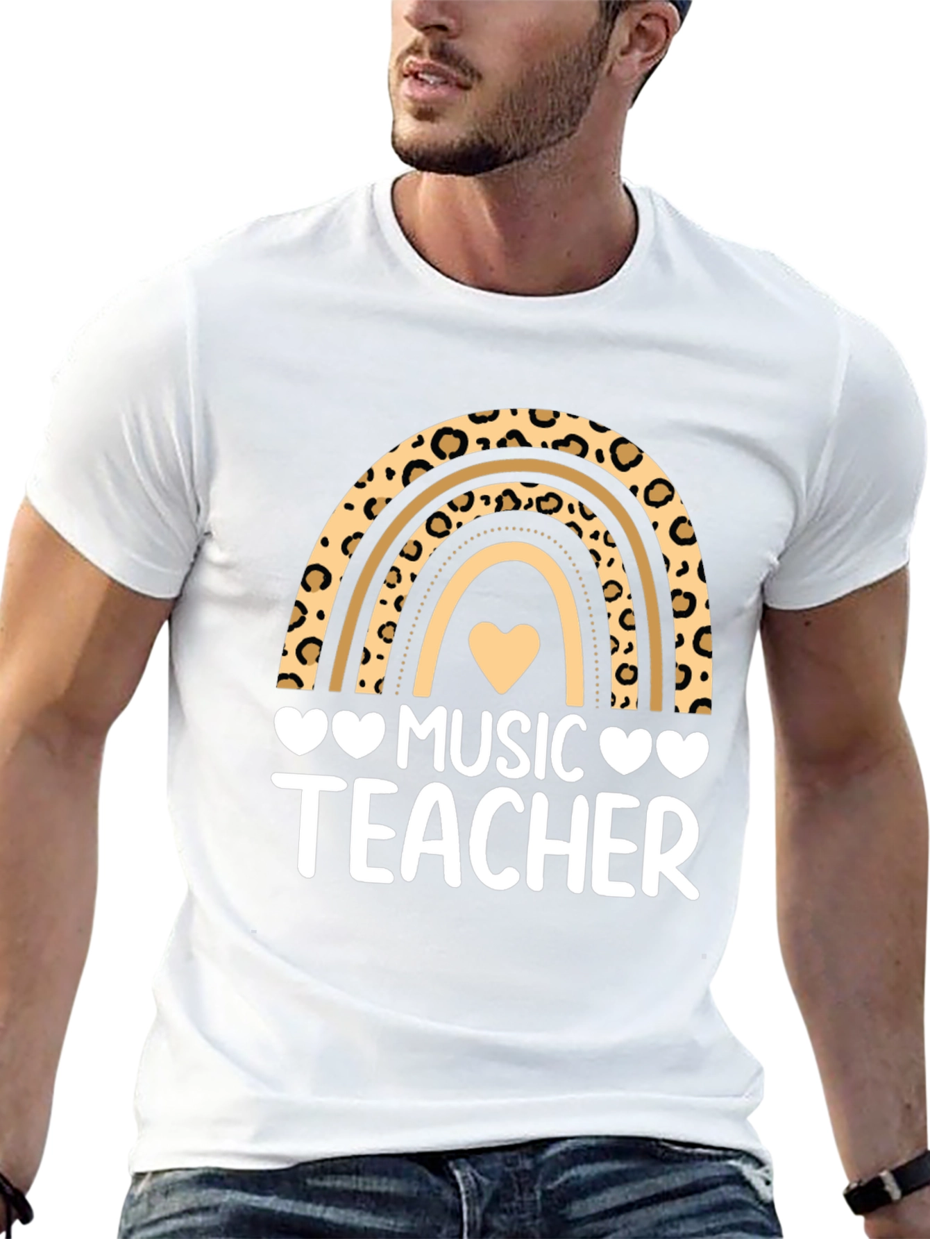 Black Music Teacher Leopard Rainbow Graphic T-Shirt view 13