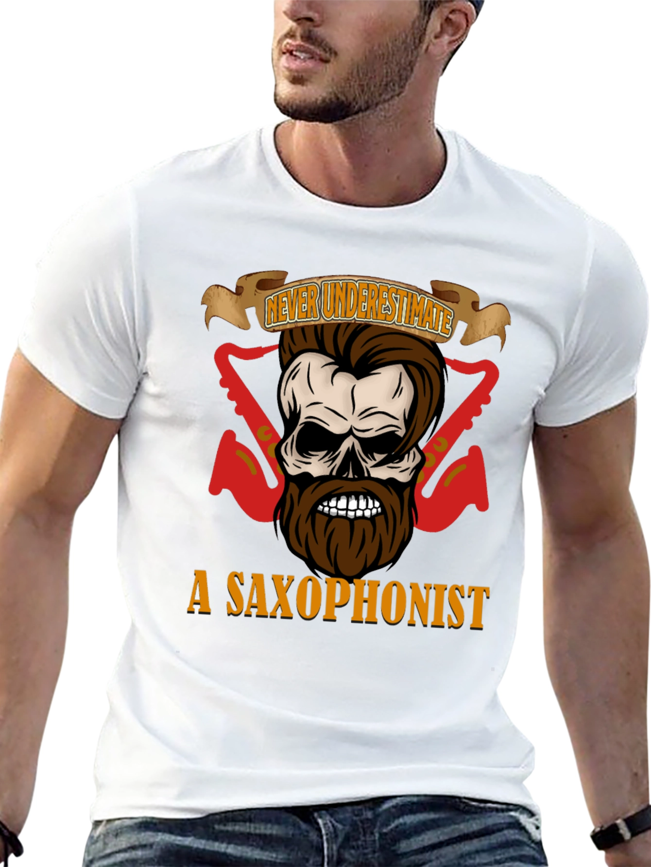 Black Never Underestimate a Saxophonist T-Shirt view 13