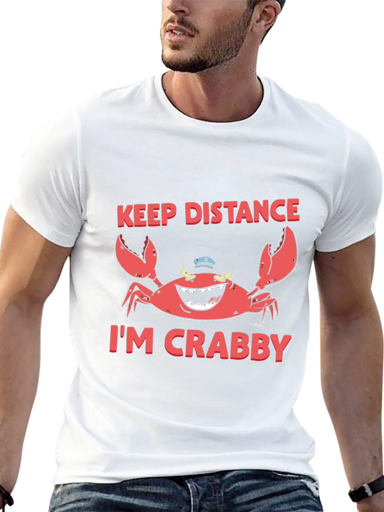 Black Keep Distance I'm Crabby Funny Graphic T-Shirt view 13