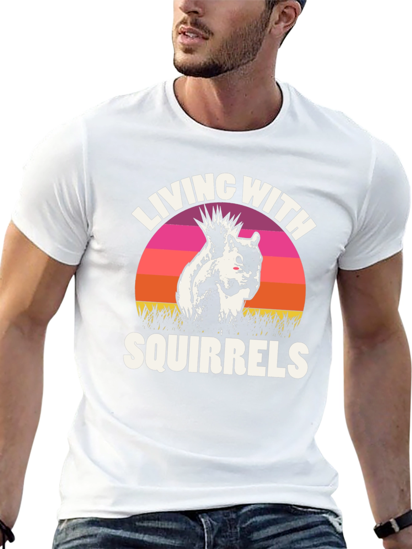Black Living With Squirrels Graphic Tee - Unisex Black T-Shirt view 13
