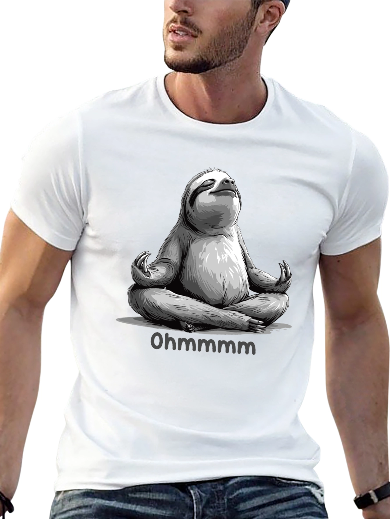 Black Meditating Sloth T-Shirt - Ohm Funny Yoga Tee view 13