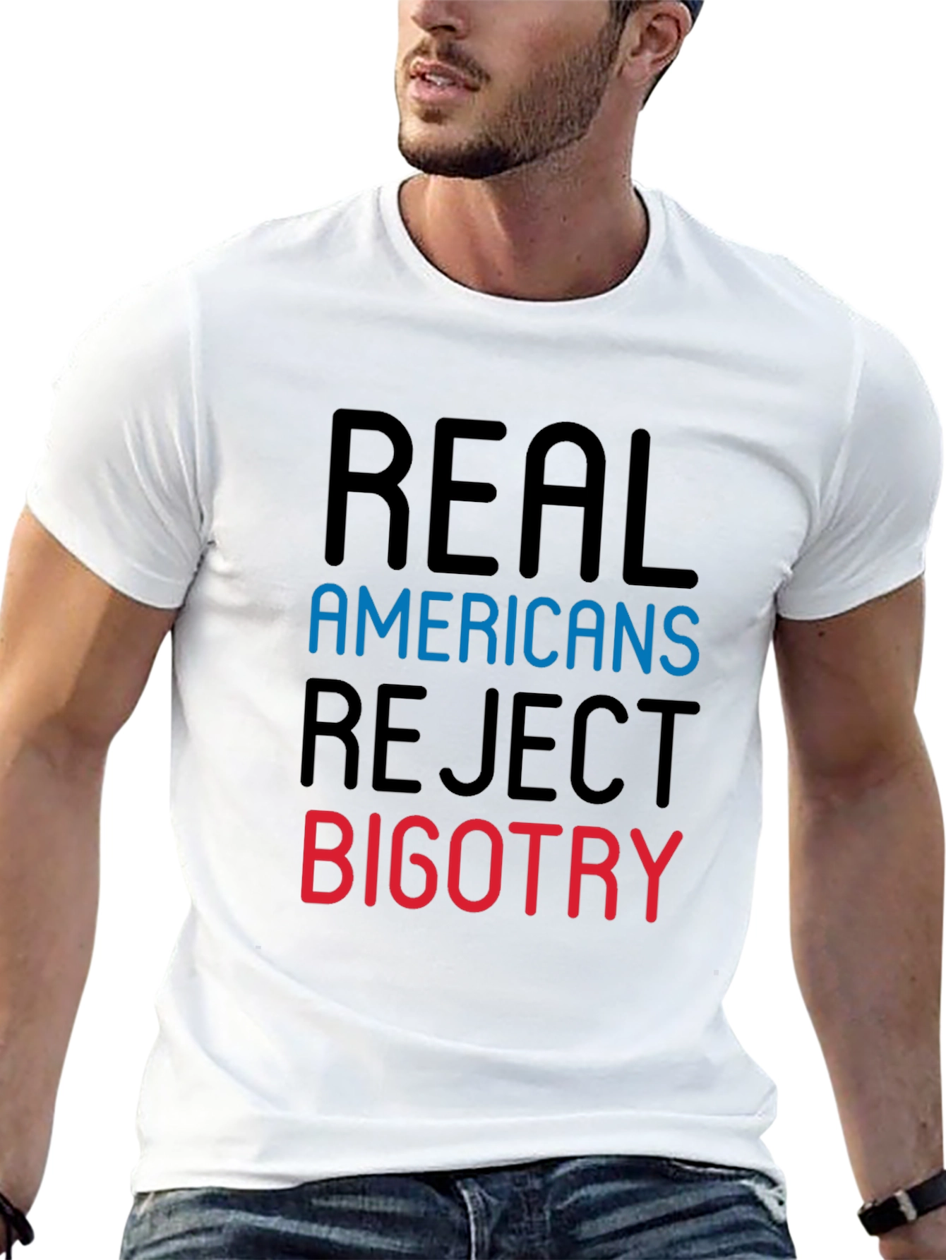 Black Real Americans Reject Bigotry Graphic Tee view 13