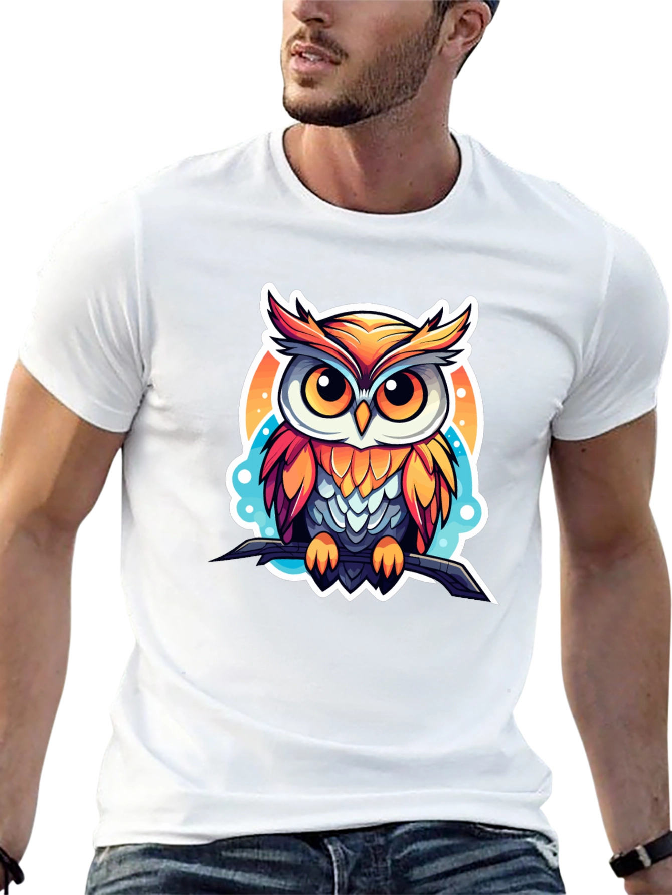 Black Owl Graphic Tee - Stylish Men's Black T-Shirt view 13