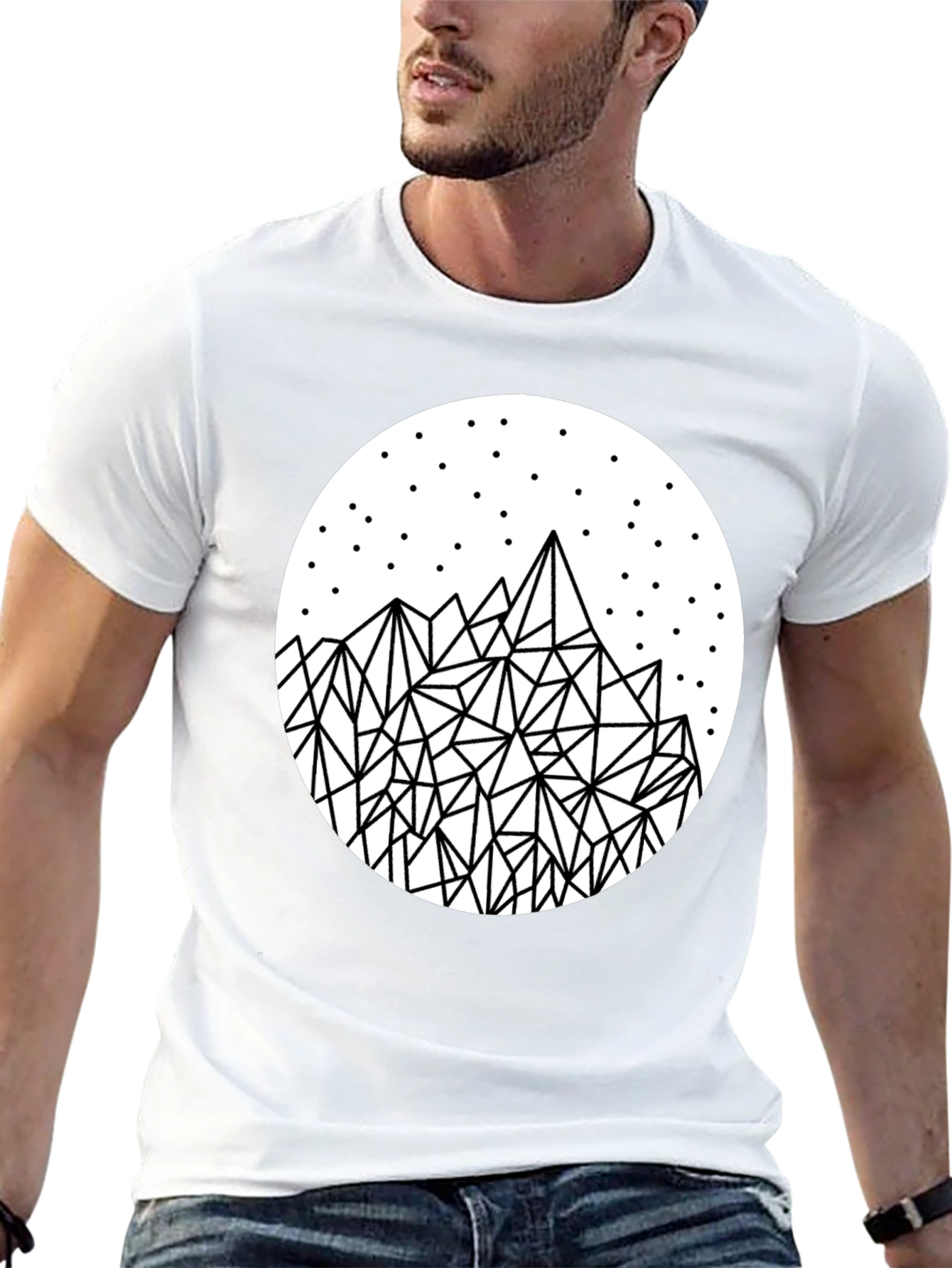 Black Geometric Mountainscape Tee view 13