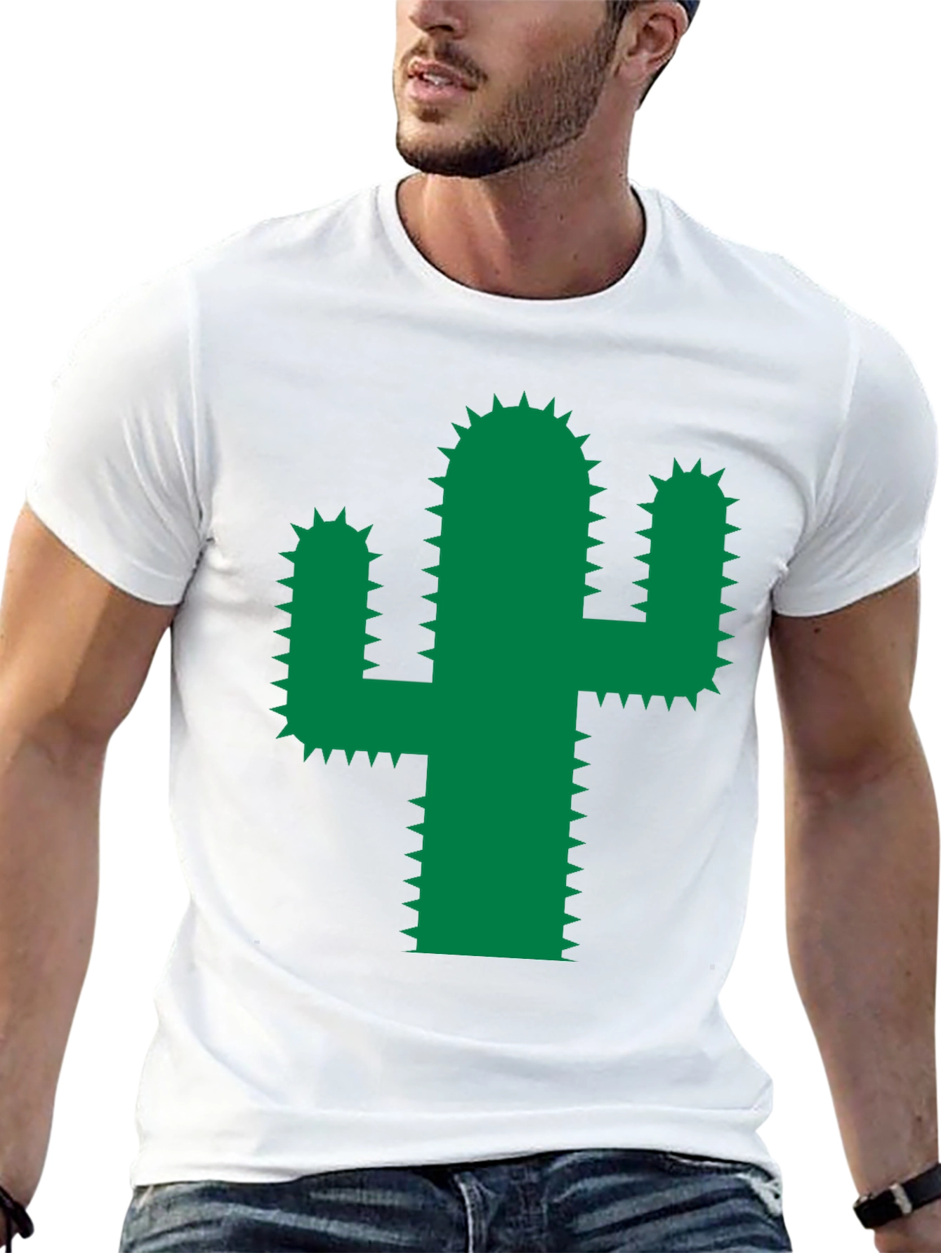 Black Cactus Graphic Tee - Trendy Green Desert Plant Shirt view 13