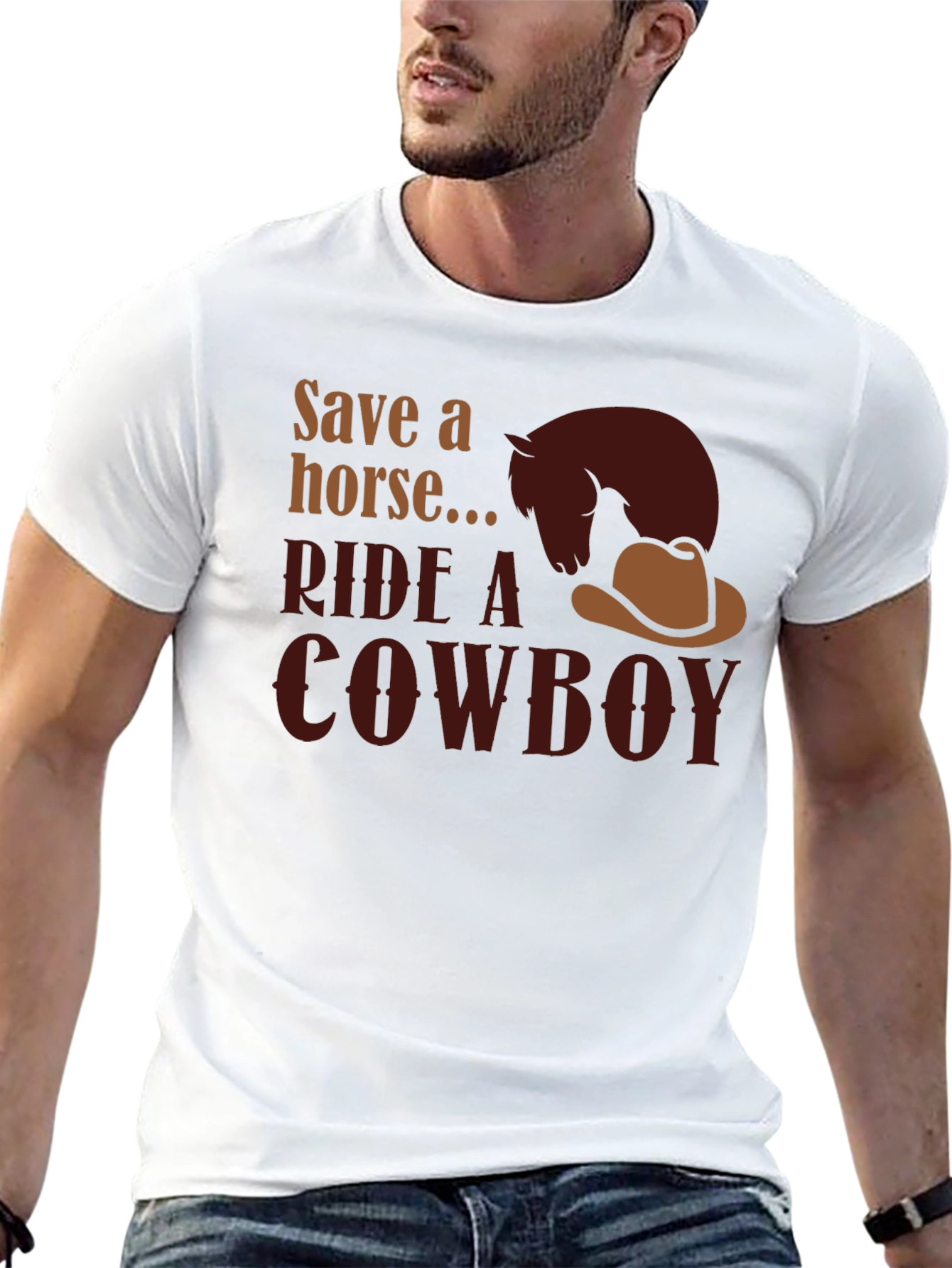 Black Save a Horse Ride a Cowboy Graphic Tee view 13