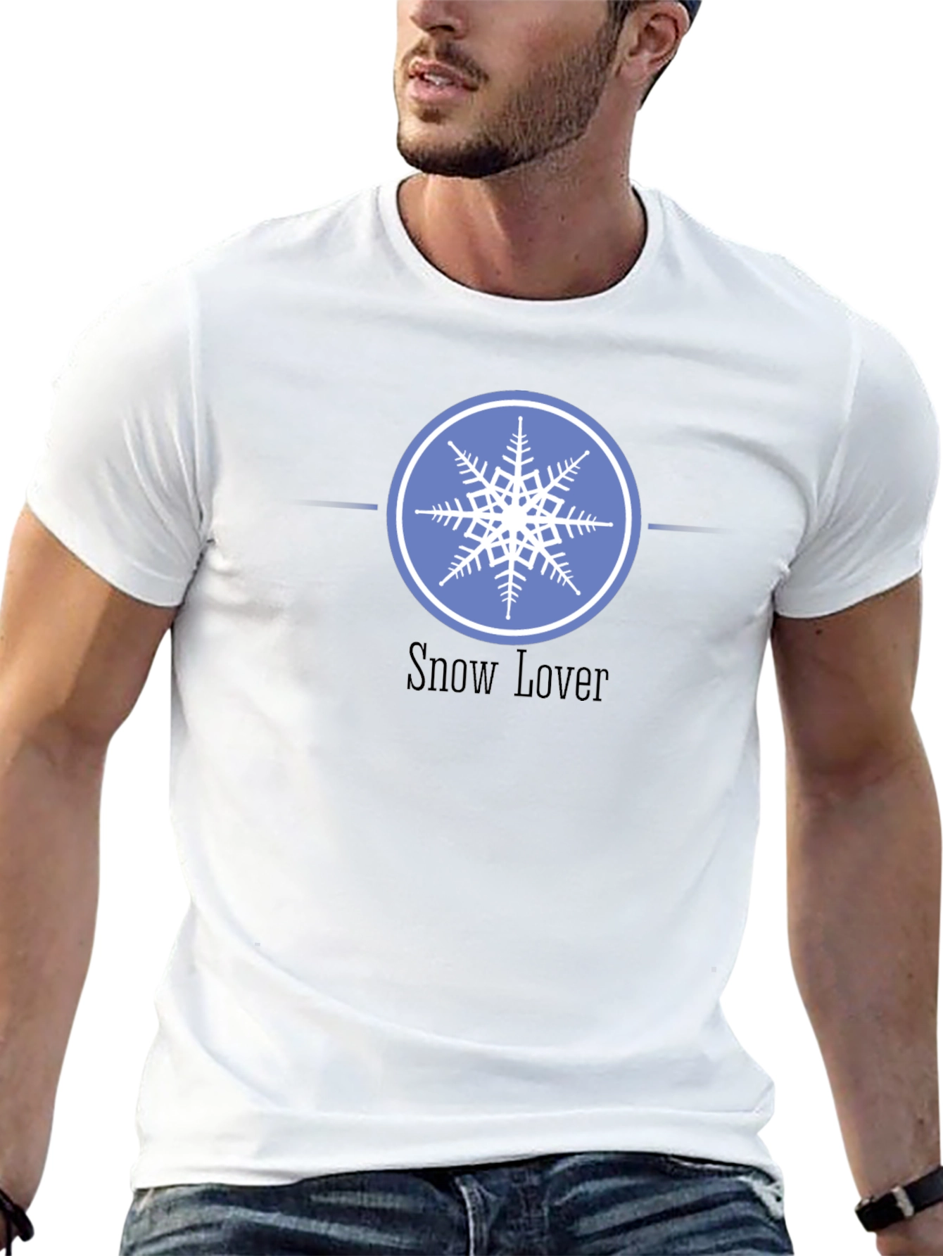 Black Snow Lover Graphic Tee - Winter Snowflake Design view 13