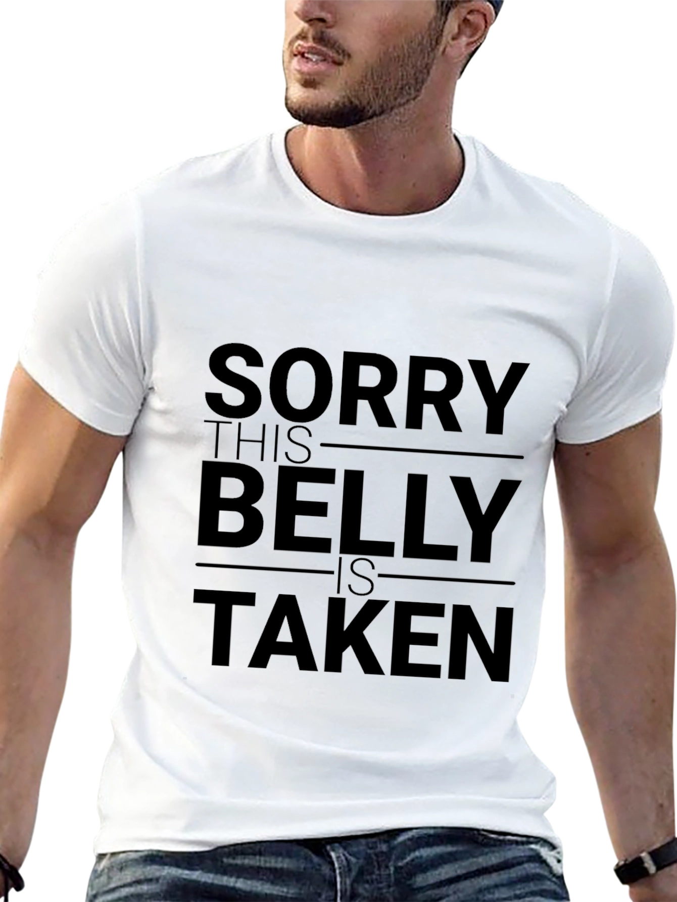 Black Sorry This Belly is Taken Graphic T-Shirt view 13